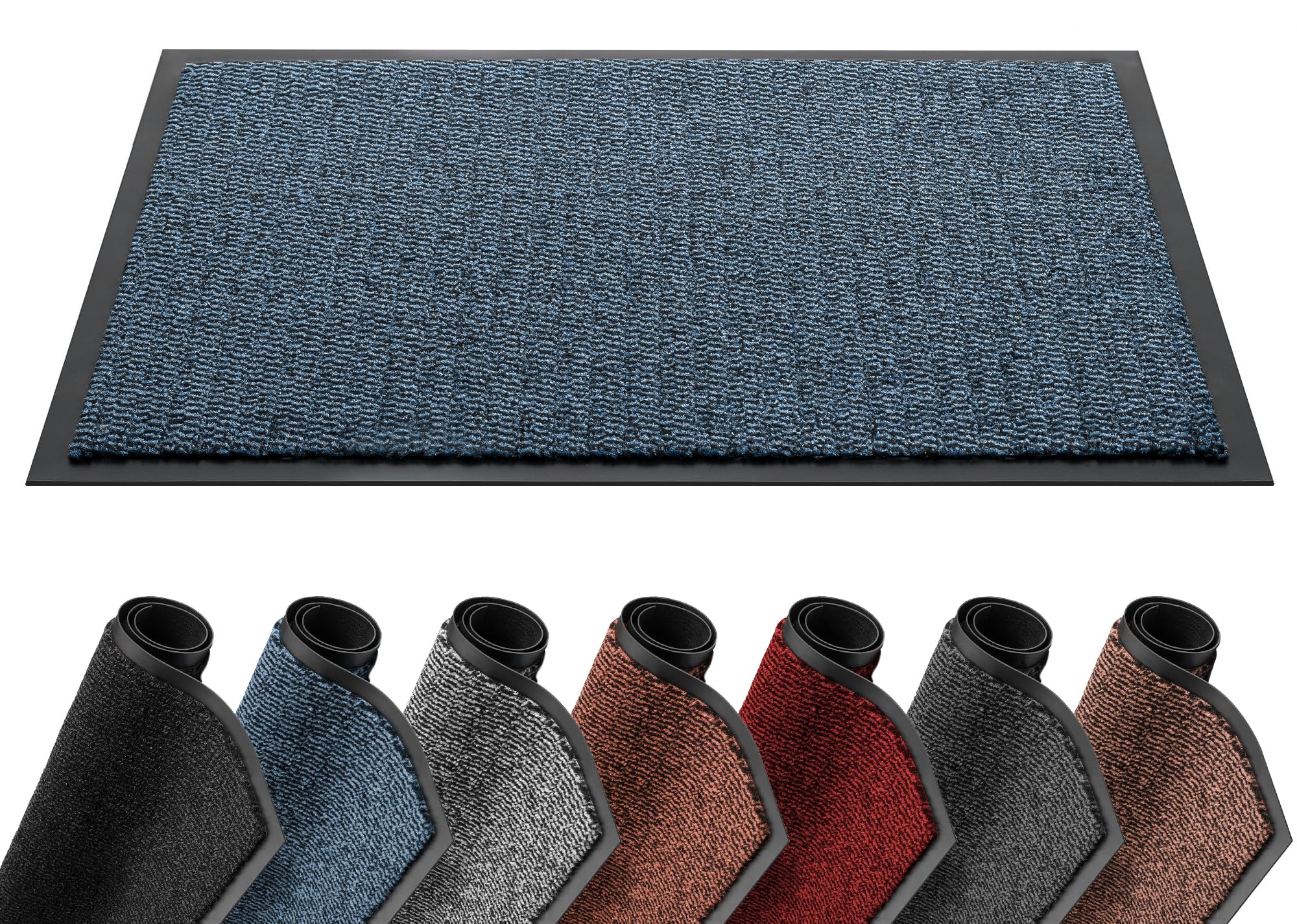 Lexell Door Mat, Indoor Heavy Duty Barrier Mat, Dirt Trapper Entrance Rug, Non Slip Rubber Backing, Super Absorbent Washable Floor Mat for Home, 120cm x 180cm, Blue