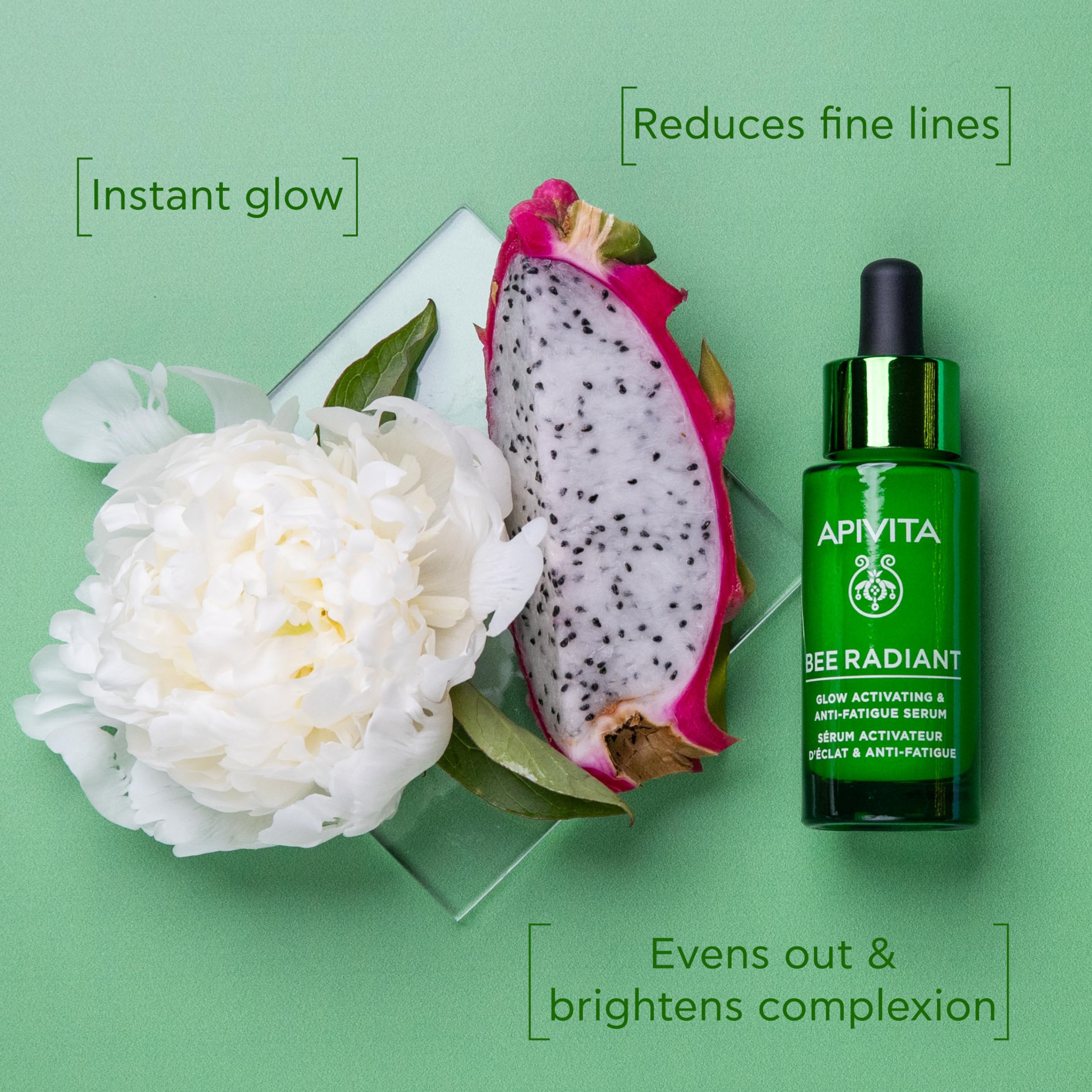 Apivita Bee Radiant Glow Activating & Anti-Fatigue Serum 30ml, Facial Serum with Propolis, White Peony & Dragon Fruit - Image 2