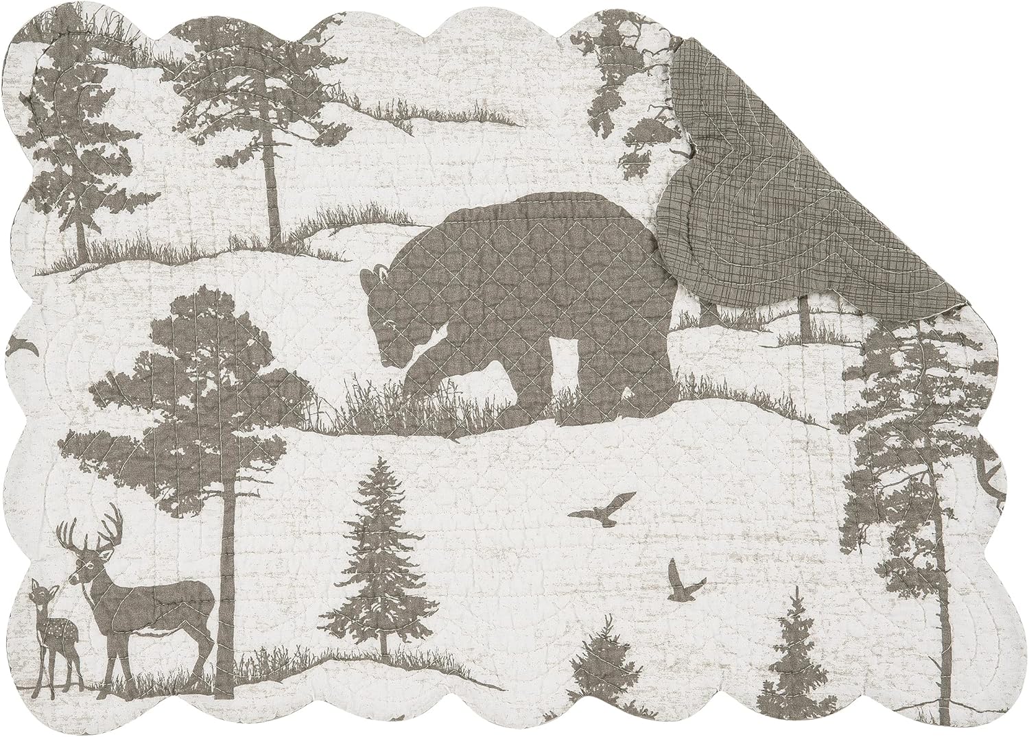 C&F Home Henderson Bear Hideaway Handwoven 100% Cotton Quilted Set of 6 Placemats 13" x 19" Fall Harvest Winter Cabincore Home Kitchen Dining Dinner Table Tabletop Machine Wash Reversible Decor