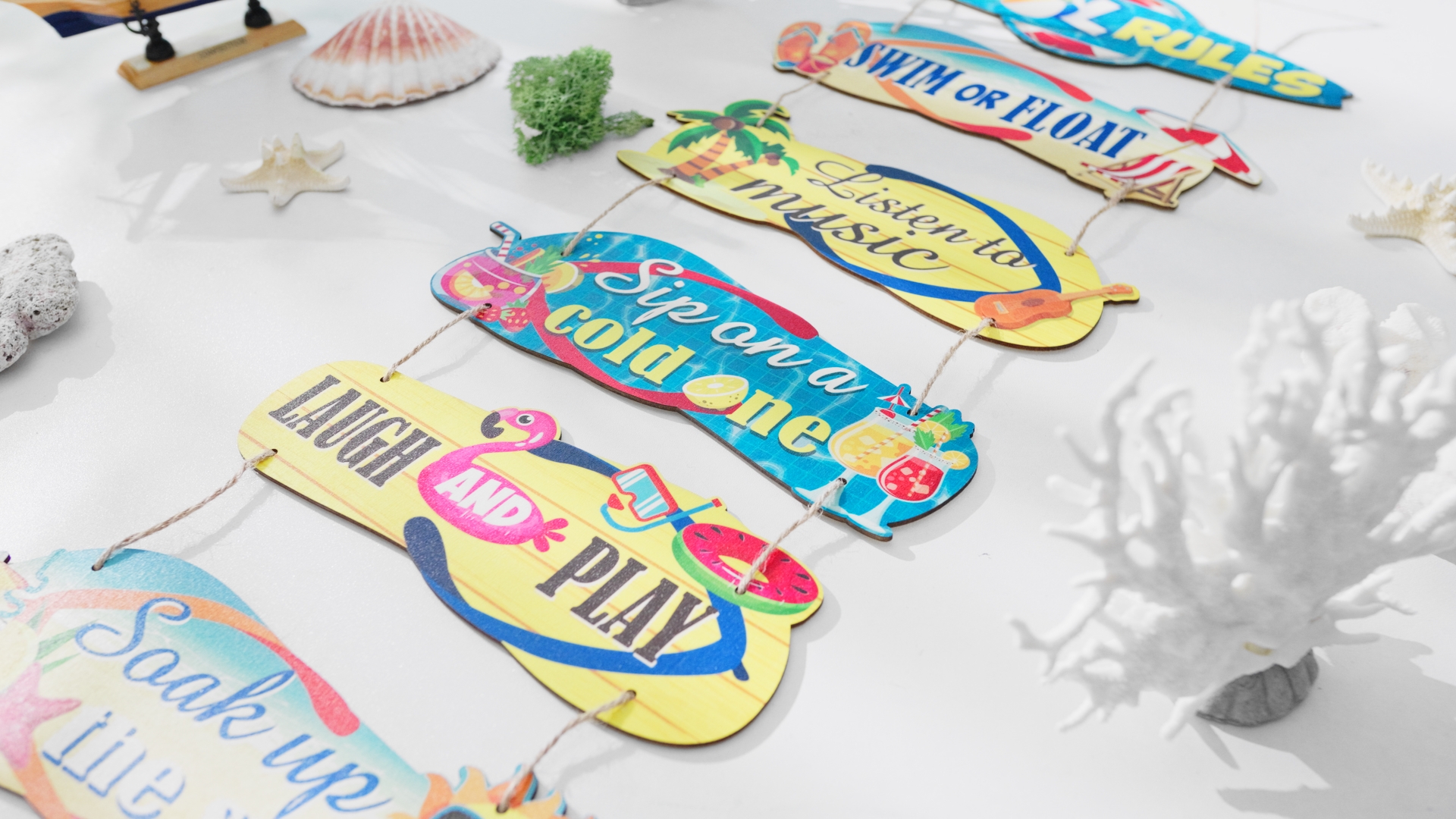 Señales Decorativas para Piscina de Madera 6 Piezas miniatura 7