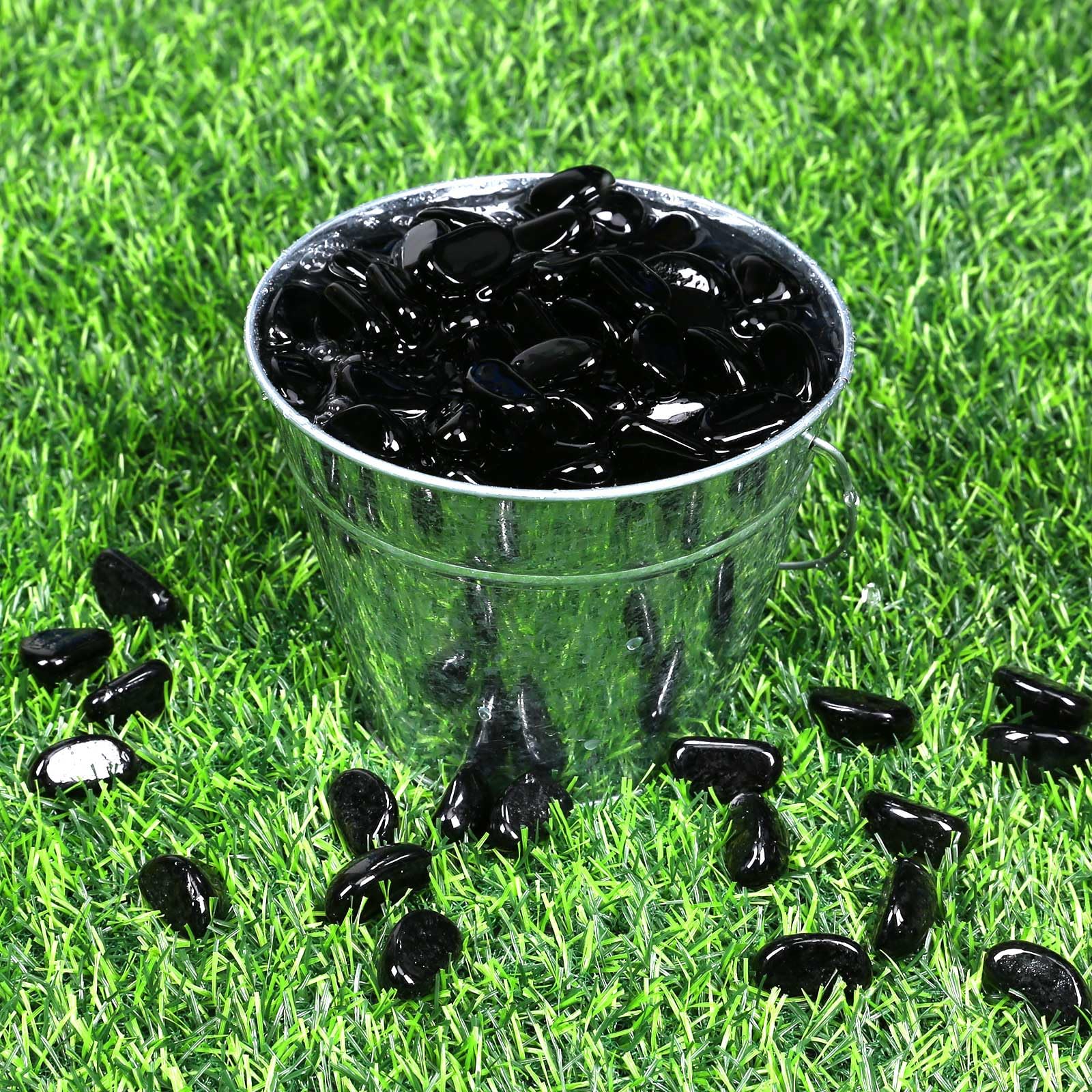 GRISUN Black Fire Glass Cashew for Fire Pit - 1 Inch 10 Pounds High Luster Tempered Glass Rocks for Natural or Propane Fireplace, Safe for Outdoors and Indoors Fire Pit Glass