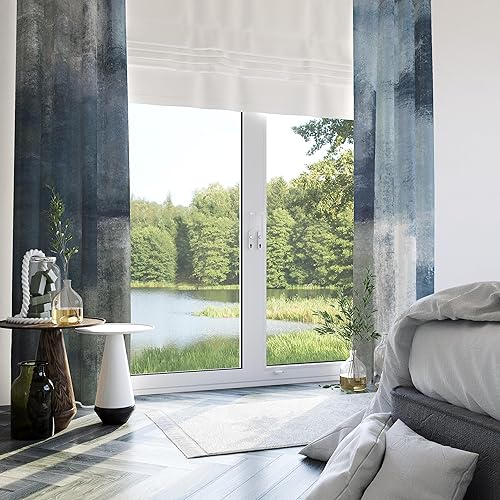 Miniatura 3 de Asuexpect Juego de 2 paneles de cortinas abstractas, geométricas, modernas y elegantes, para ventana de sala de estar y dormitorio, 50% de