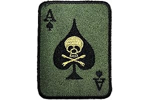 HHO Skull ACE of Spades Death Skull Card Patch Green Embroidered Sew...