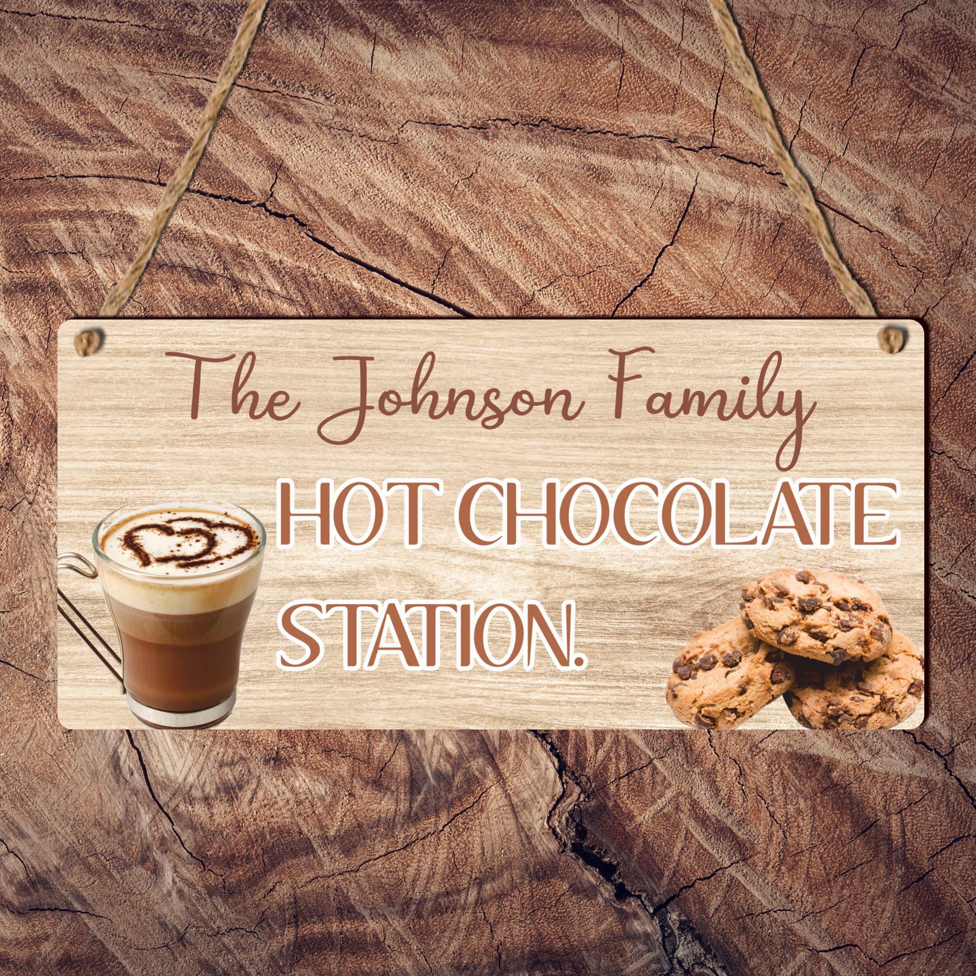 Pumpkin Spice Hot Chocolate Station: Wooden Plaque - Christmas Hot Chocolate Bar Stand Sign for Pumpkin Drinks (MDF Wood Indoor Use Only, 19cm x 9cm)