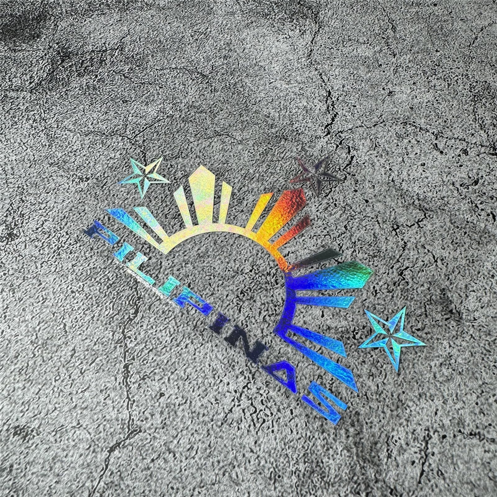 Philippines Flag Sun Star Car Stickers - 2PCS 15x13cm Reflective Decals For Window, Body, Motorcycle, Waterproof White