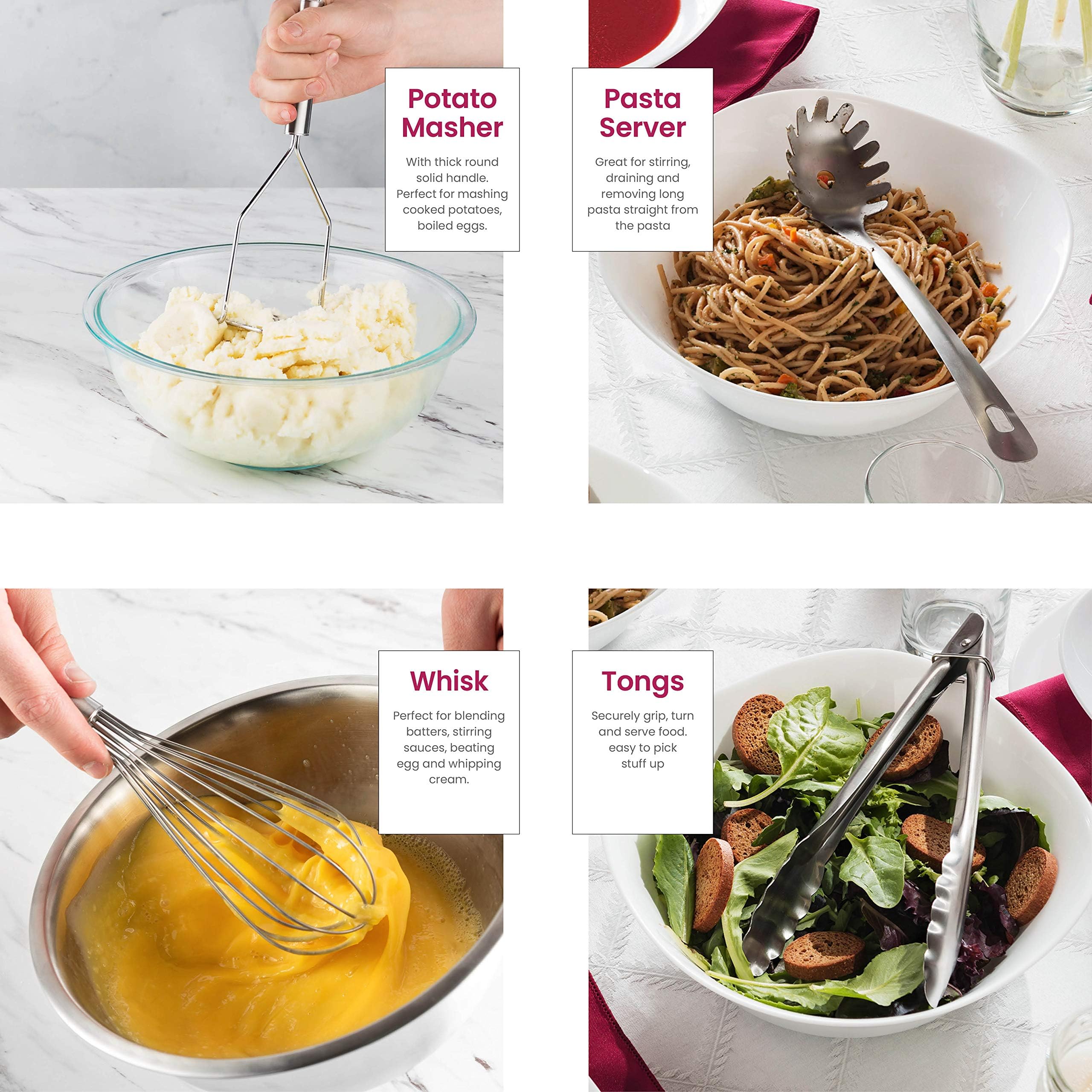 Set 6 Mestoli Da Cucina Per Uso Alimentare Resistenti Al Calore Con Su