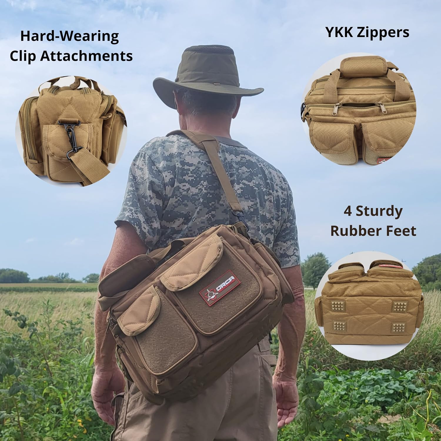 Orca Tactical Gun Range Bag – Compact Pistol Revolver Range Bag for Handguns and Ammo – Self Standing Gun Bag – Handgun Bag with Durable Double Stitching Lockable YKK Zippers