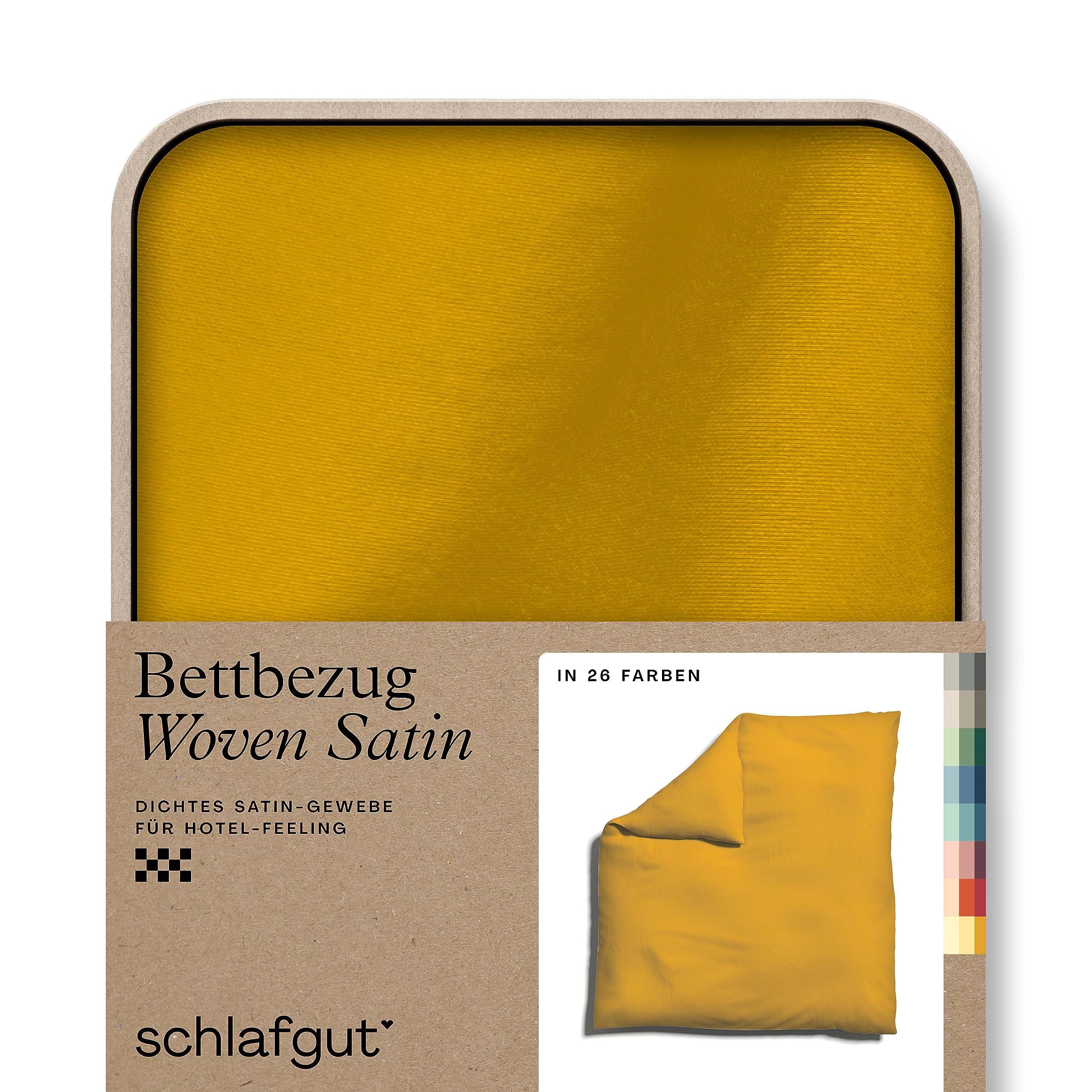 schlafgut Woven Satin Bettwäsche 200x200cm Bettdecke Bezug einzeln, Yellow Deep Uni in Hotelqualität mit 100% Baumwolle