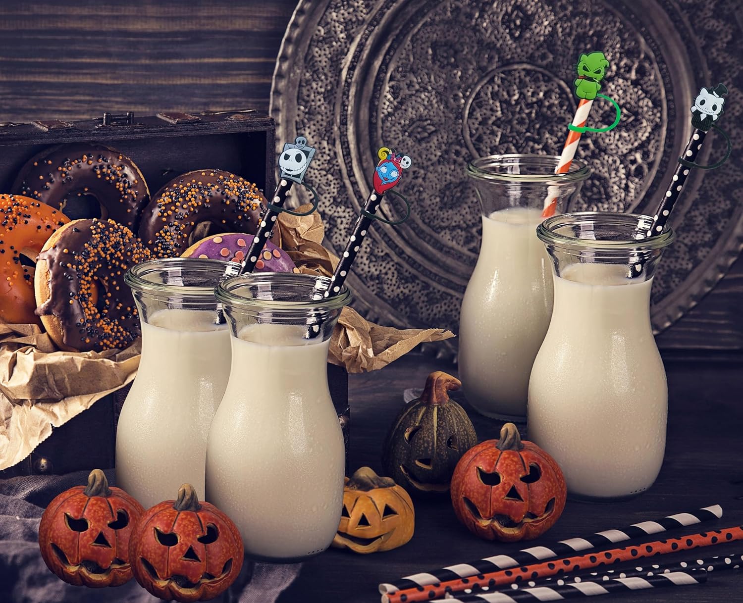 14Pcs Cute Silicone Straw Covers Cap,RENUIS Halloween Straw Toppers for Tumblers,Reusable Portable Drinking Straw Tips Lids,Dust-Proof Straws Plugs for 8-10 mm Straws,10 Colors (Halloween, 8-10mm) - Image 4