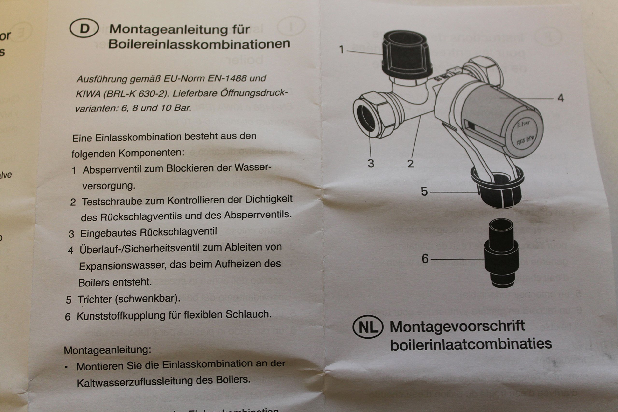 AFRISO Boiler-Sicherheitsgruppe BFK 12/6 Ventil 6bar