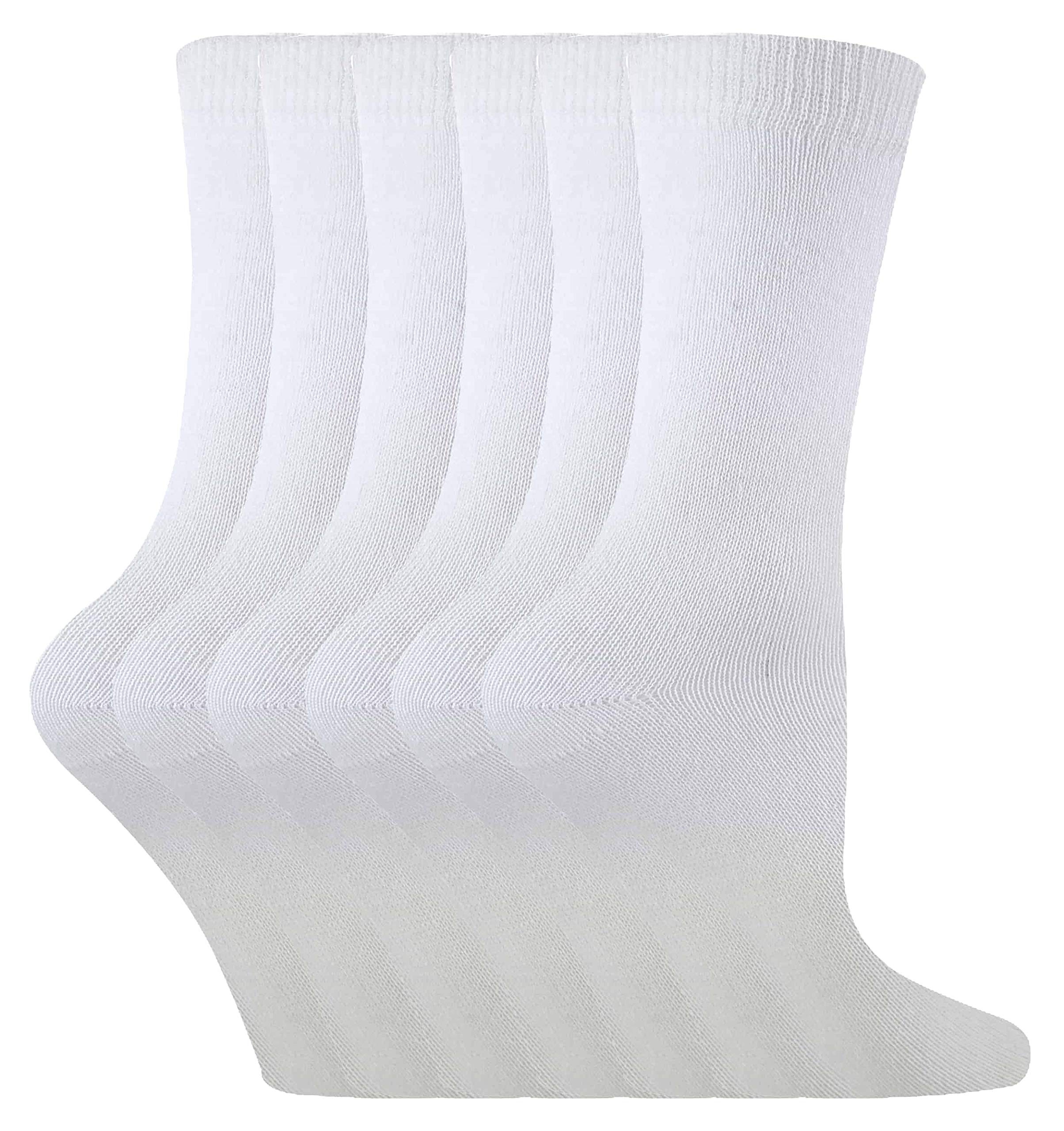 Sock Snob 6 Pack Kids Plain Solid Coloured Cotton Socks - White