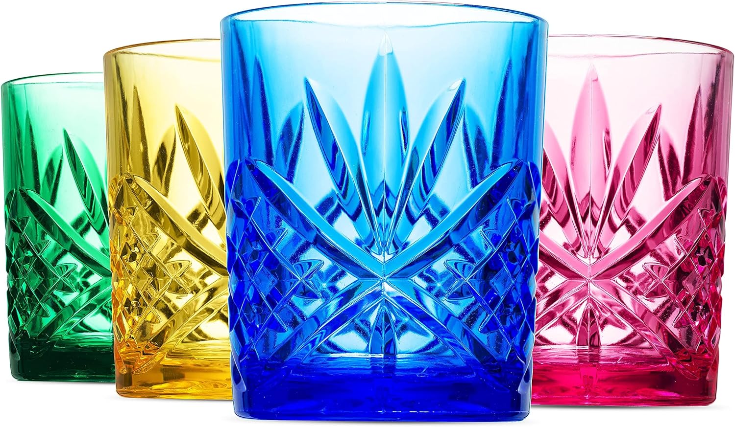 Godinger Acrylic Whiskey Glasses, Shatterproof and Reusable Whiskey Glass Tumbler Cups - Dublin Collection, Set of 4