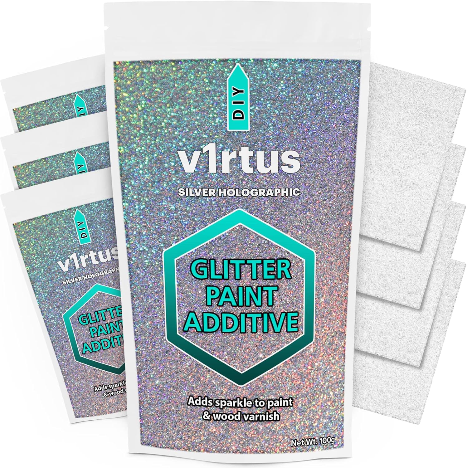 v1rtus Silver Holographic Glitter Paint Additive [400g
