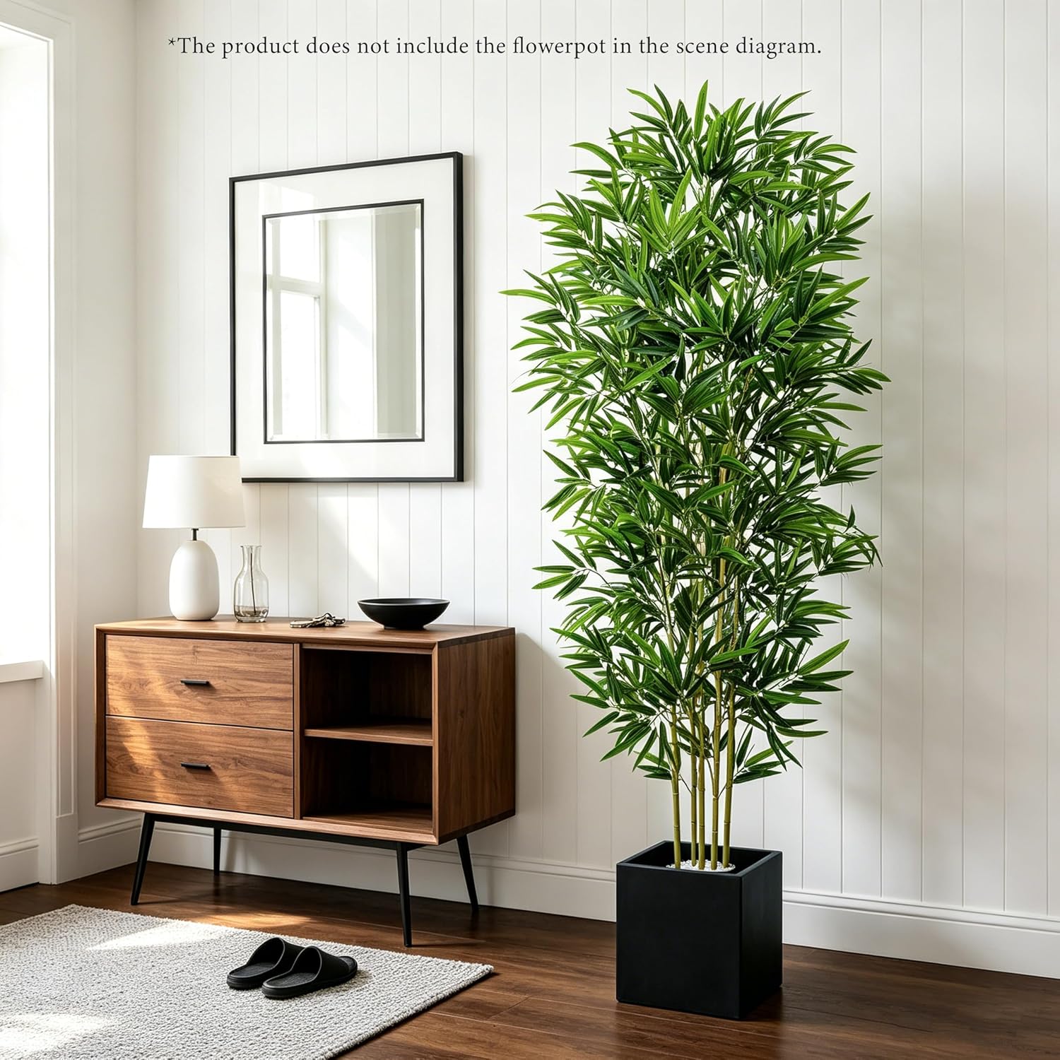 Artificial Bamboo Plant, 6FT Floor Plant, Fake Tree with Artificial Bamboo Stalks and Lifelike Leaves,Faux Trees Indoor Outdoor for Home Office Patio Garden Decor