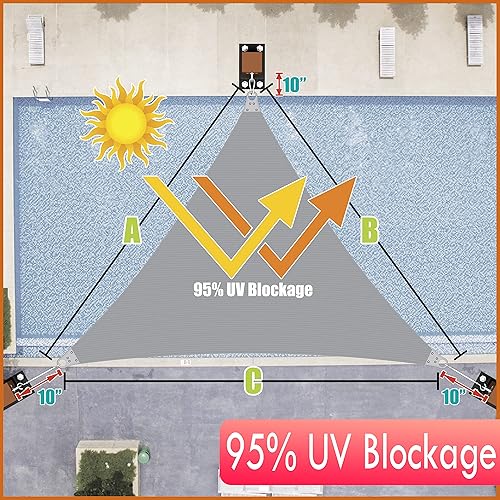 Miniatura 2 de ColourTree Toldo tipo vela triangular de 22 x 22 x 22 pies, estructura de toldo tipo vela, súper duradera, resistente, esquinas reforzadas, bordes y