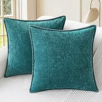 Vista 30 de CaliTime - Juego de 2 fundas de almohada decorativas de 16 x 16 pulgadas, con costuras en los bordes de hilo de algodón, chenilla suave teñida