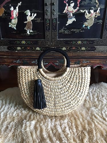 Straw beach bag tassels Clearance