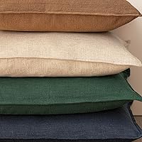 Vista 94 de Foindtower Paquete de 2 fundas de almohada decorativas de lino y liso, funda de cojín decorativa suave, estilo bohemio campestre para silla, sofá