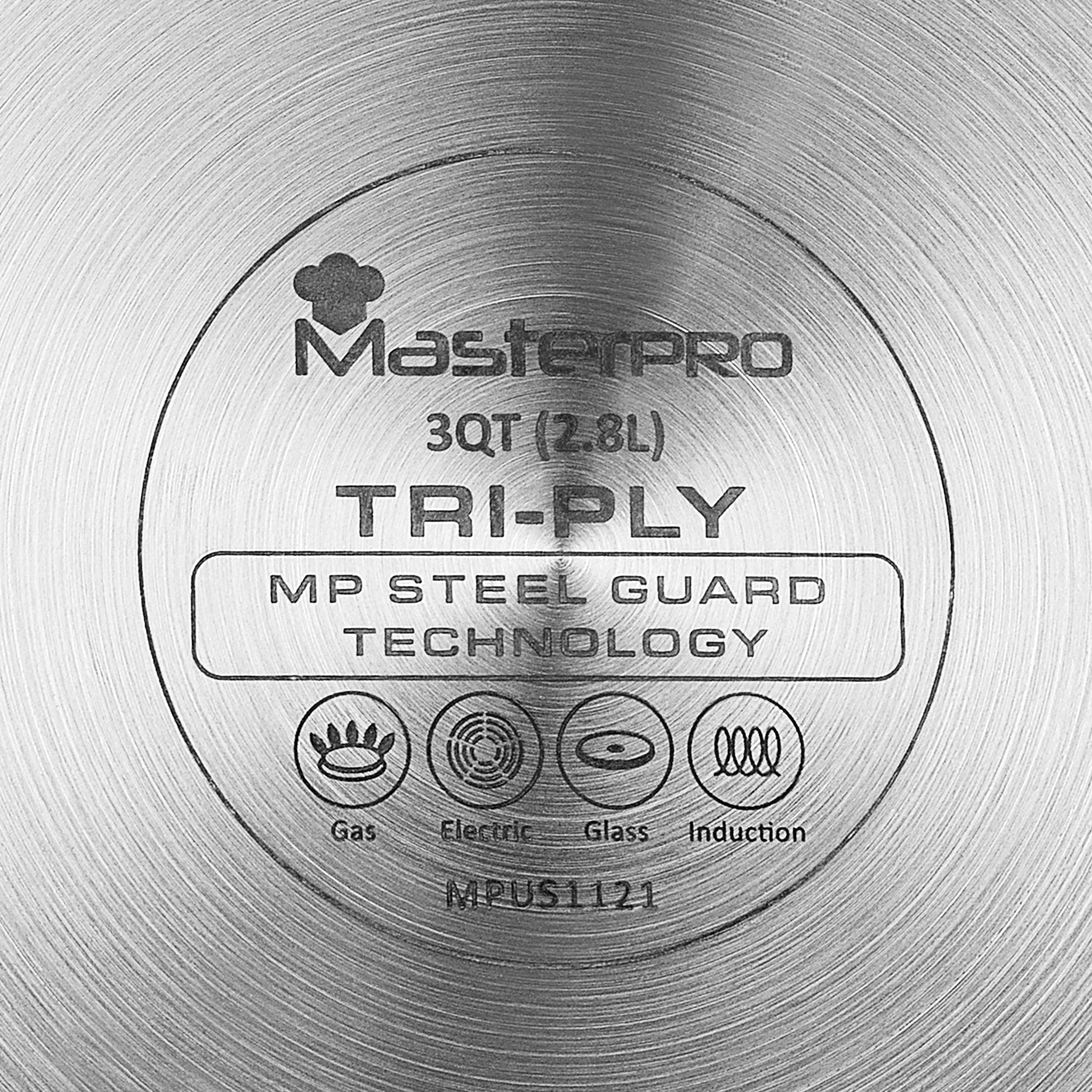 MasterPRO GIRO - Juego de utensilios de cocina, incluye ollas y sartenes, acero inoxidable, revestimiento antiadherente, apto para horno y todas las superficies de cocción