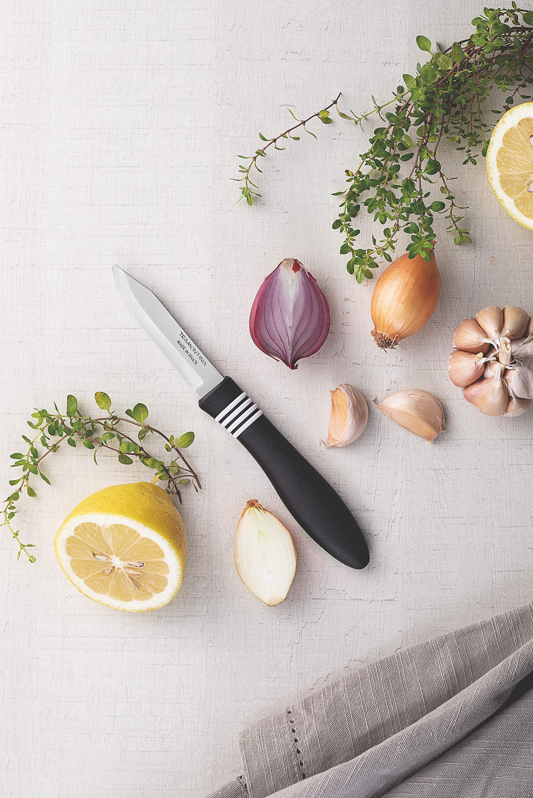 Cor&Cor 2 Pieces Paring Knife Set with Stainless Steel Blade and Black Polypropylene Handle