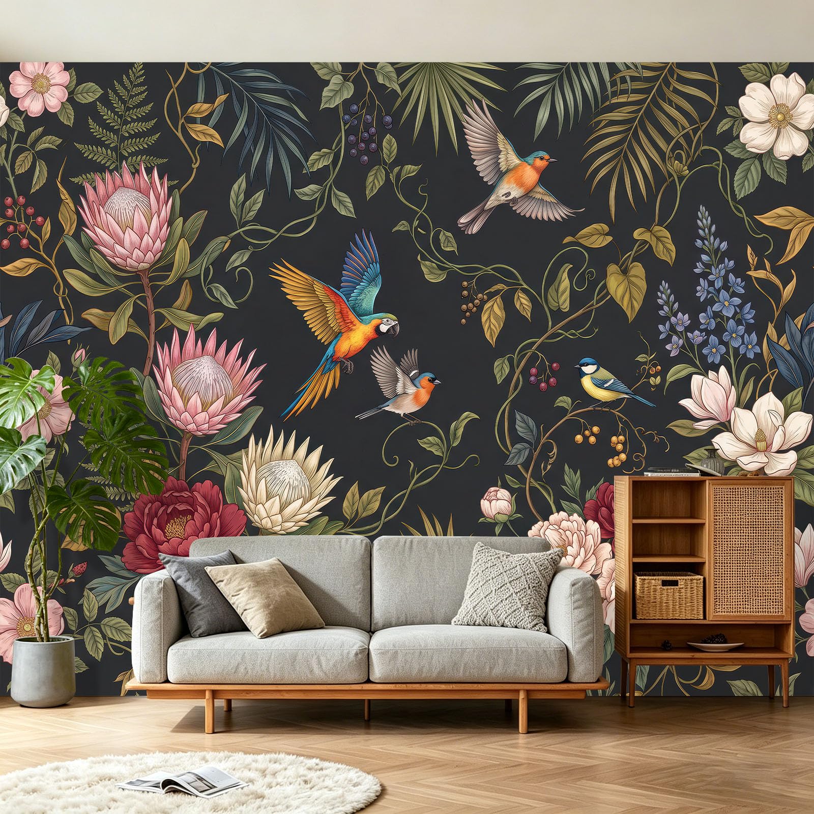 Vlies Fototapete Vintage Künstlerisch Wand Tapete Dunkelgrau 400 x 280 cm