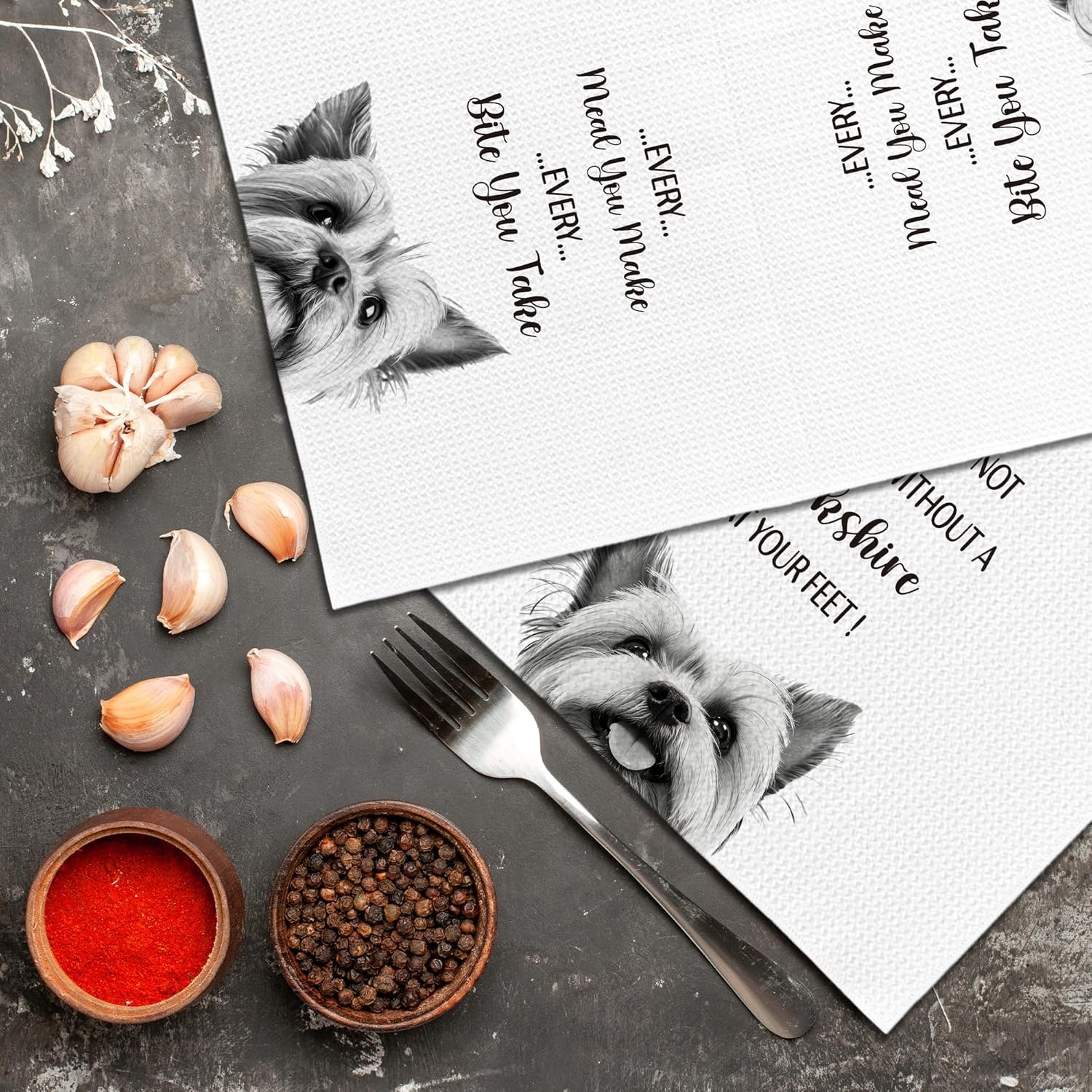 Funny Yorkshire Terrier Kitchen Towels Set of 2, Funny Kitchen Decor, Yorkie Gifts for DogLovers Women Men, Yorkie Dog Lovers Gifts Decorative Tea Towel Dish Towels 16x24 Inch - Image 3