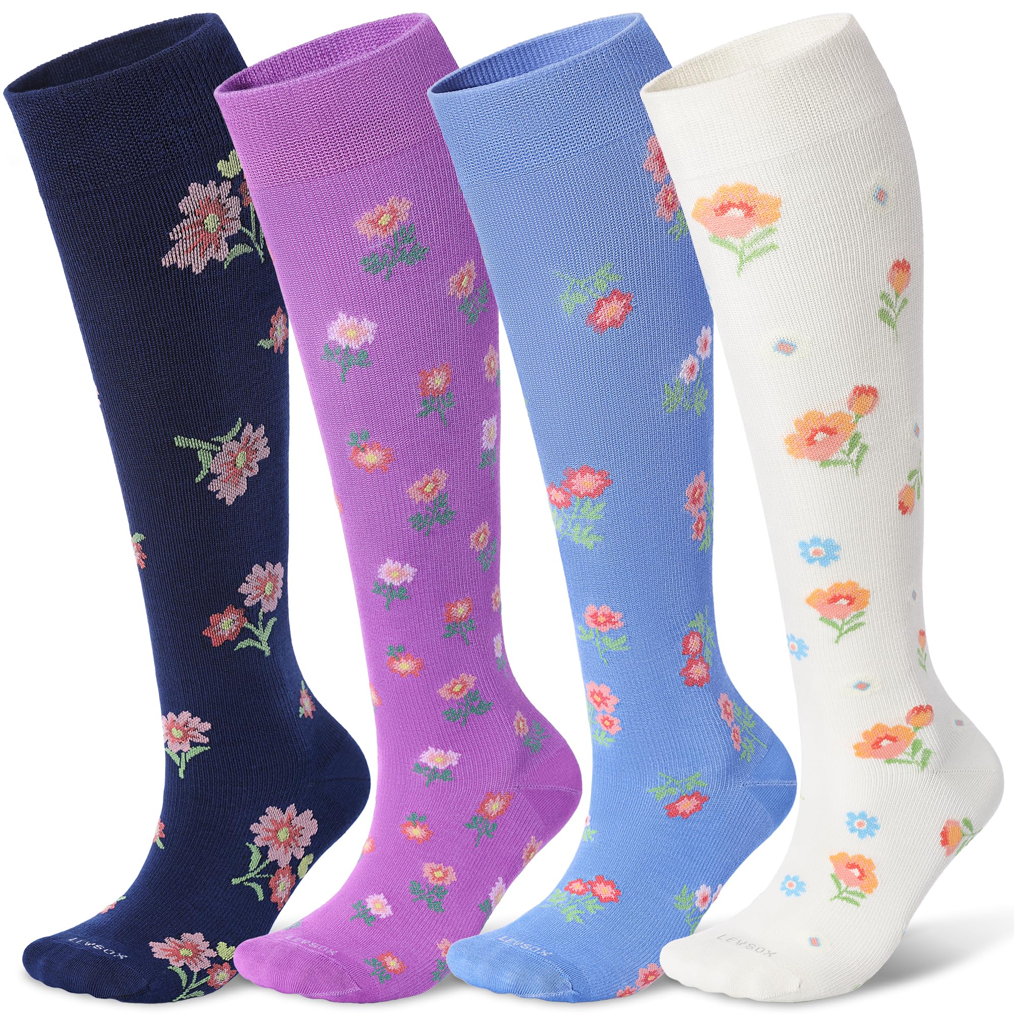 levsox Viscose Made from Bamboo Compression Socks for Pregnant Women 20-30 mmHg Knee High Cute Mens Supports Socks for Travel-picture-28