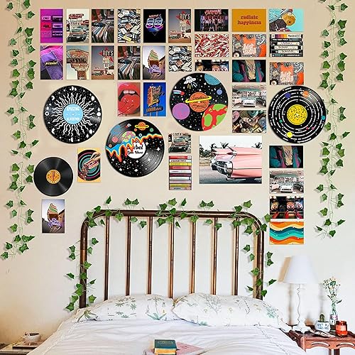 Miniatura 4 de HK Studio Decoración hippie, carteles para estética de habitación, decoración de discos, decoraciones de fiesta temática musical, 4 piezas de 12