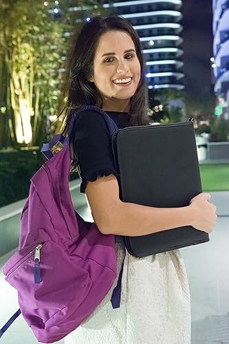 Miniatura 3 de Carpeta de anillas de piel tipo cartera con cremallera bolsillo con cremallera funda para tableta ranuras para tarjetas y USB