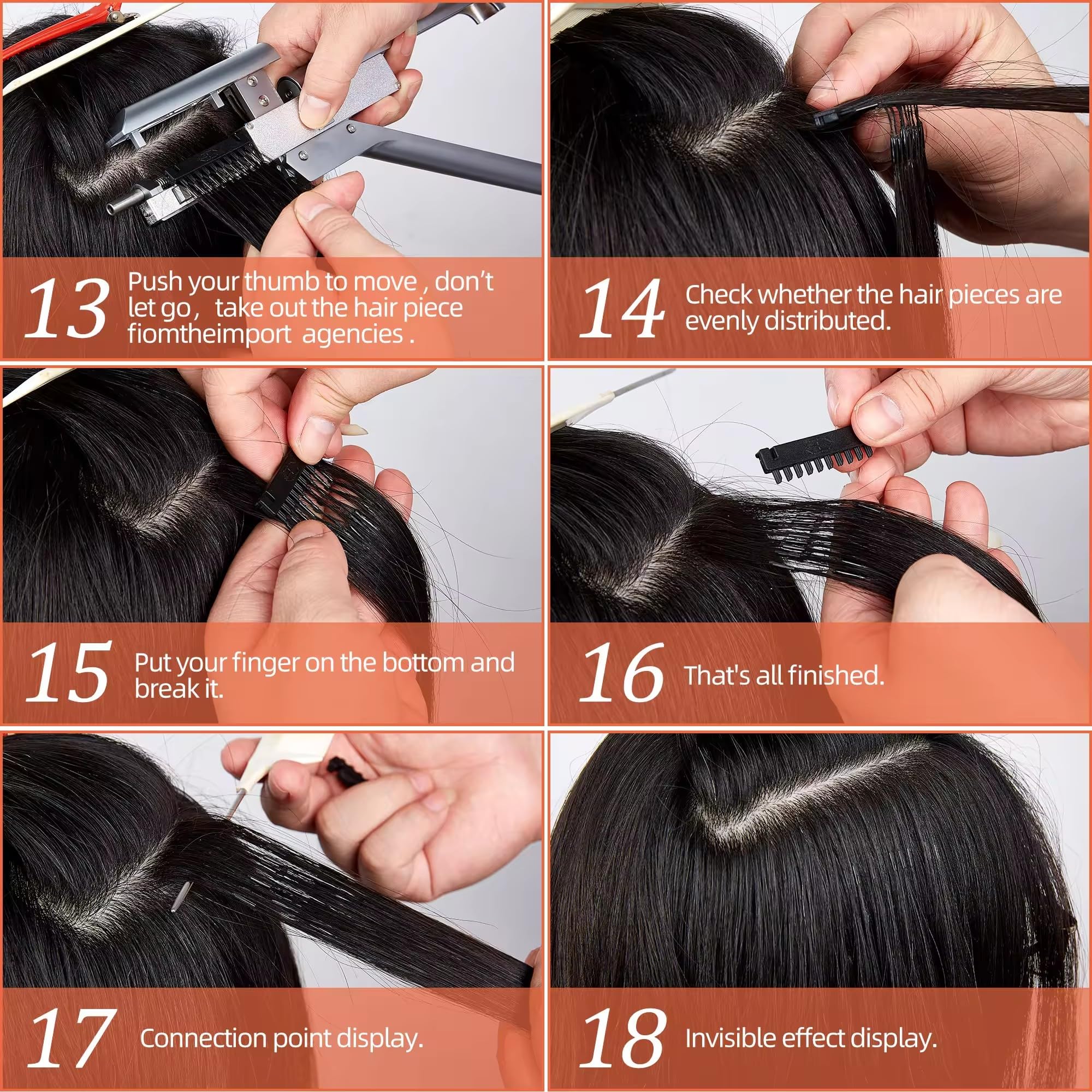 Extensions de cheveux 6D Cheveux humains, Extension de cheveux 6D noirs, Extension de plumes sans trace rapide Machine Extension de cheveux raides cachée, 10 rangées,26inch