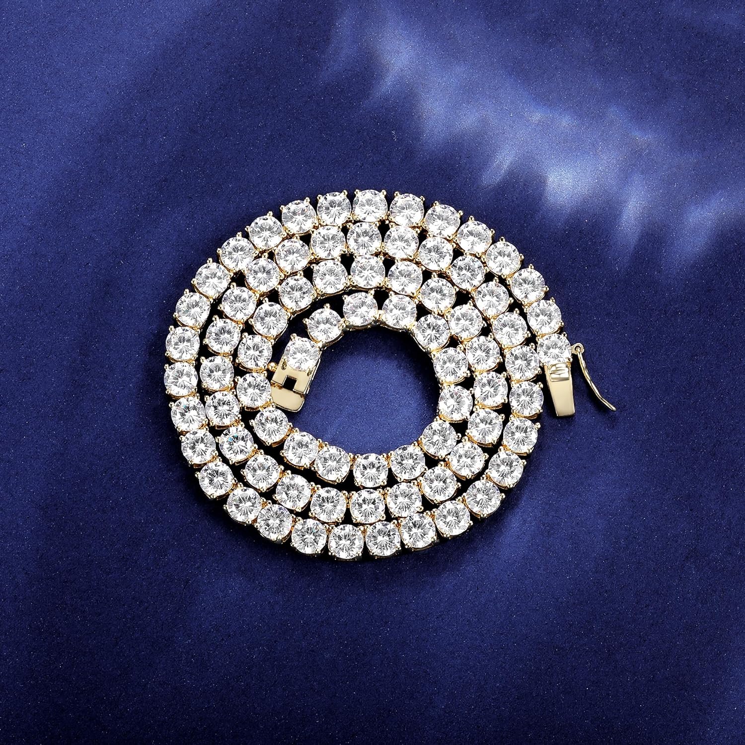 GEMSME 5mm Tennis Necklaces for Women/Men - 18K Yellow/White Gold Plated 4 Pong Setting Round Cubic Zirconia Classic Diamond Tennis Chain, Ladies Tennis Necklace Size 16-22 inch - Image 3