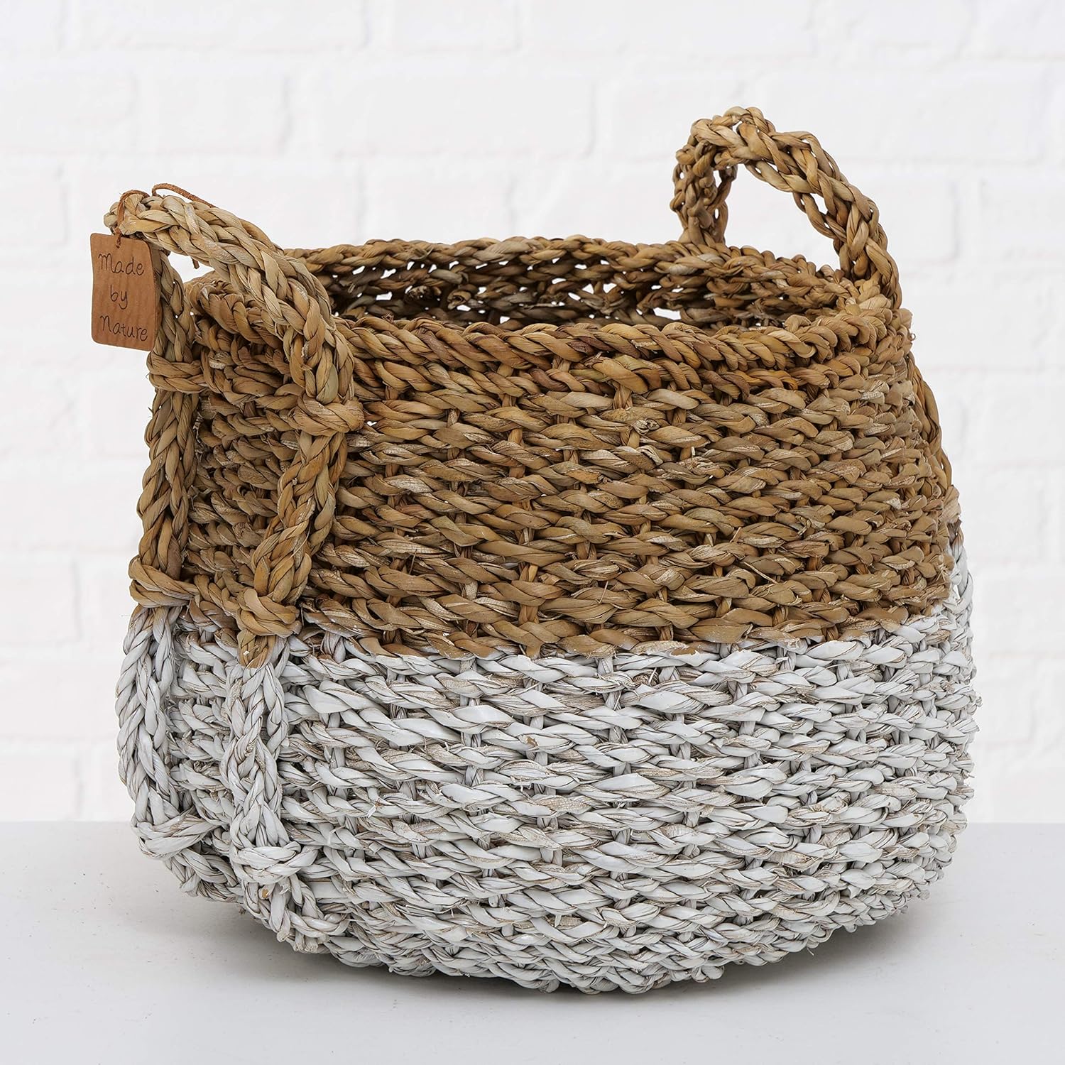 Bеѕt Cуbеr Dеаlѕ 🔥 WHW Whole House Worlds Two-Toned Handwoven Belly Baskets, Set of 3, White Bottom Accents, Chunky Weave, Natural, 17.75, 15.75 and 13.75 Inches Tall