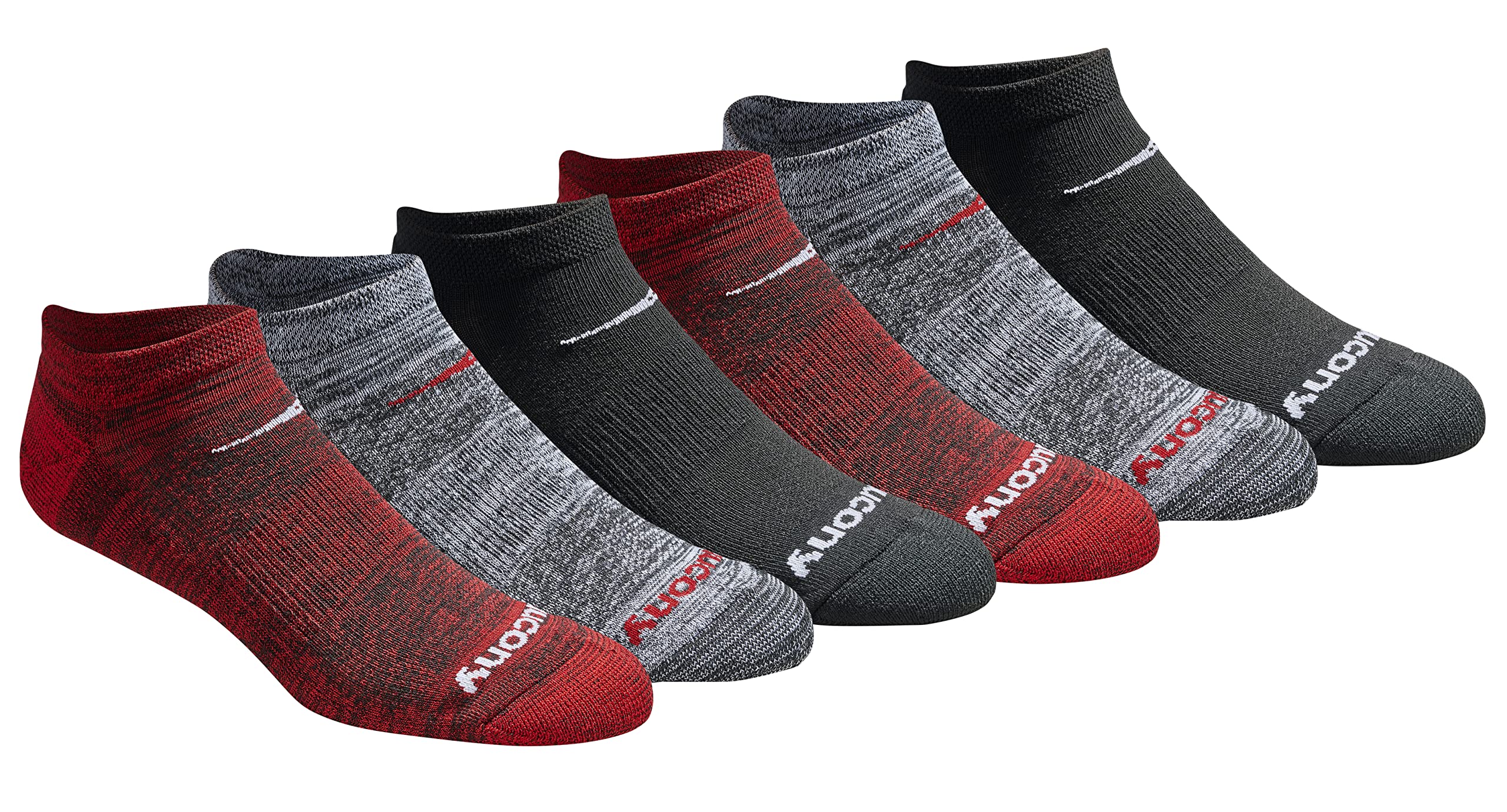 Saucony Men's RunDry Mesh Ventilating Comfort Fit Performance No-Show Socks, Available in M-XXL (6, 12, 18 Pairs)