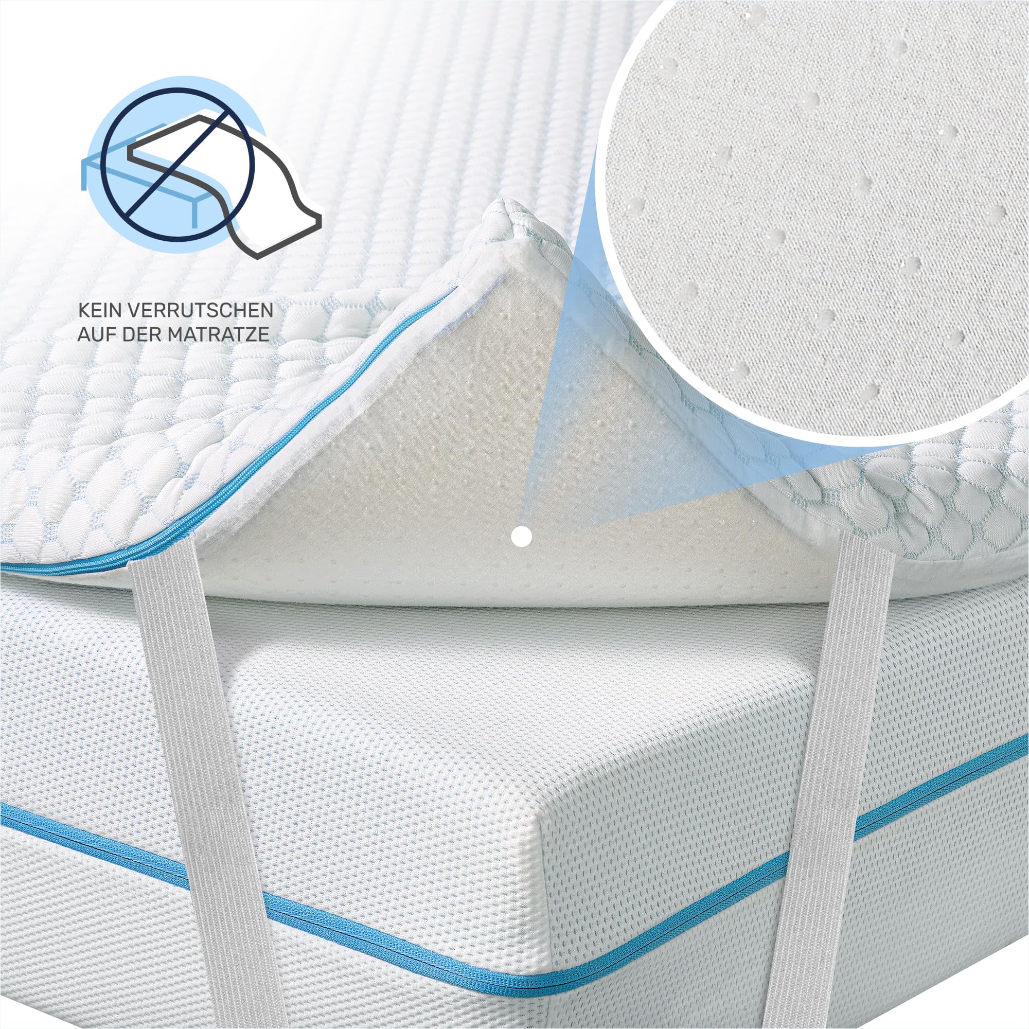 Dailydream Matratzentopper Cover Cool Touch 90x200 | Kühlender Ersatzbezug für Topper | SENSICE™-Technologie | rutschfest, atmungsaktiv & waschbar | 60% Polyester, 40% Viskose | Oeko-TEX® zertifizie