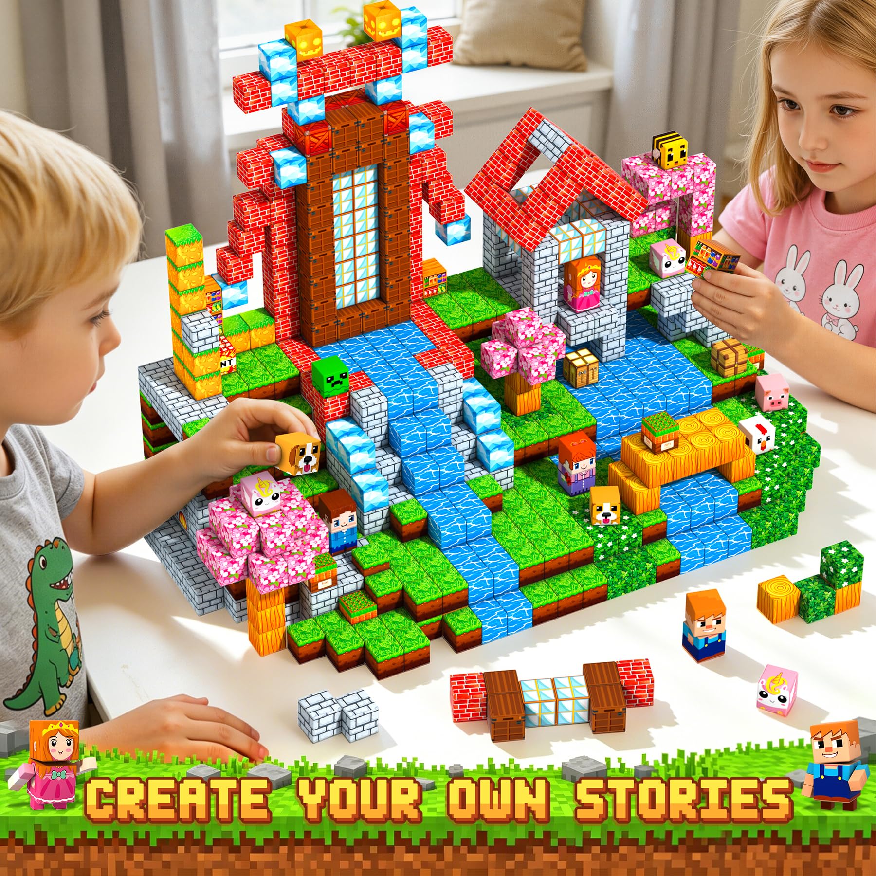 300 Bloc Magnétique Enfant – Construction Magnétique 3-10 Ans
