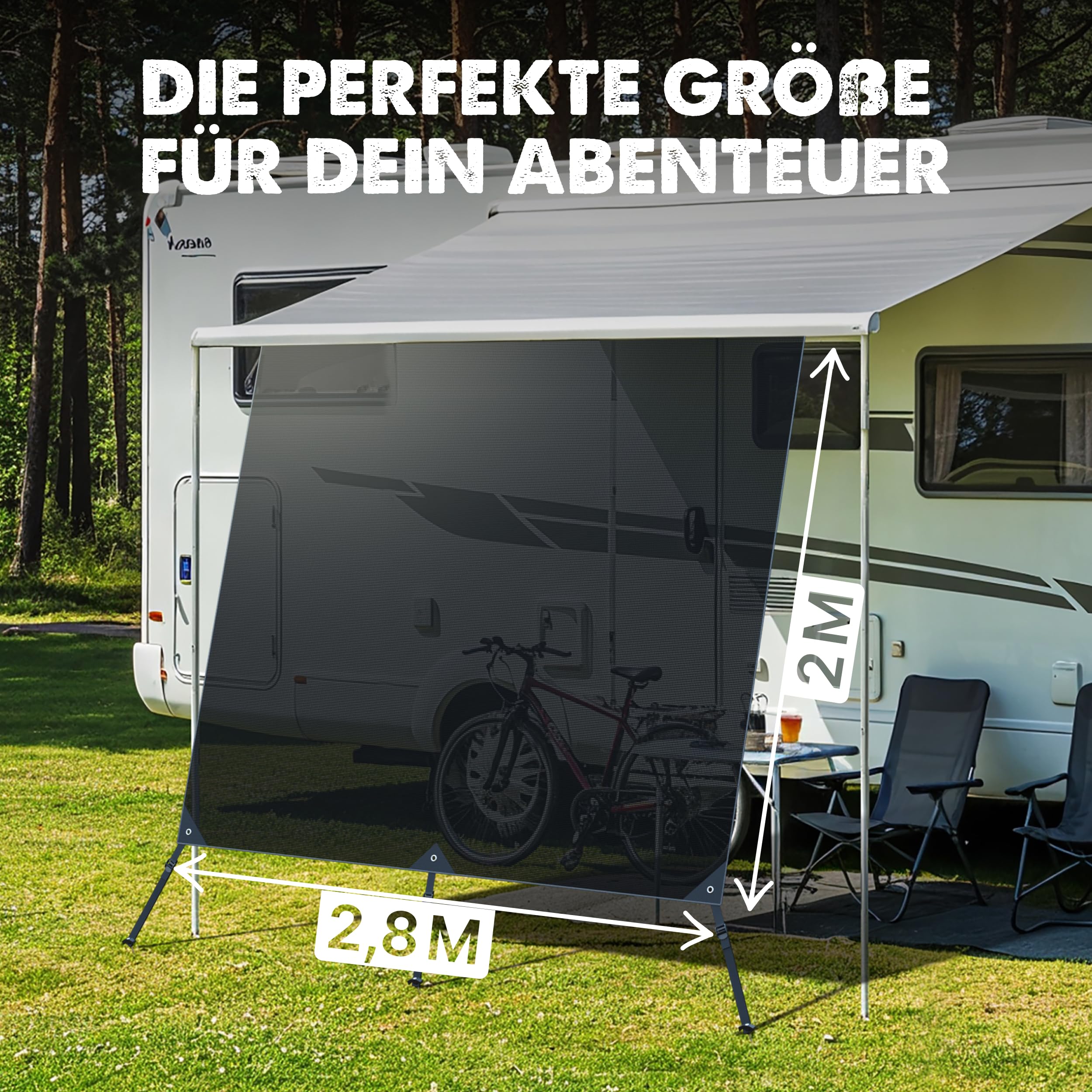Sonnensegel 2,8 x 2,0 m mit Keder für Thule Omnistor Markise Wohnmobil