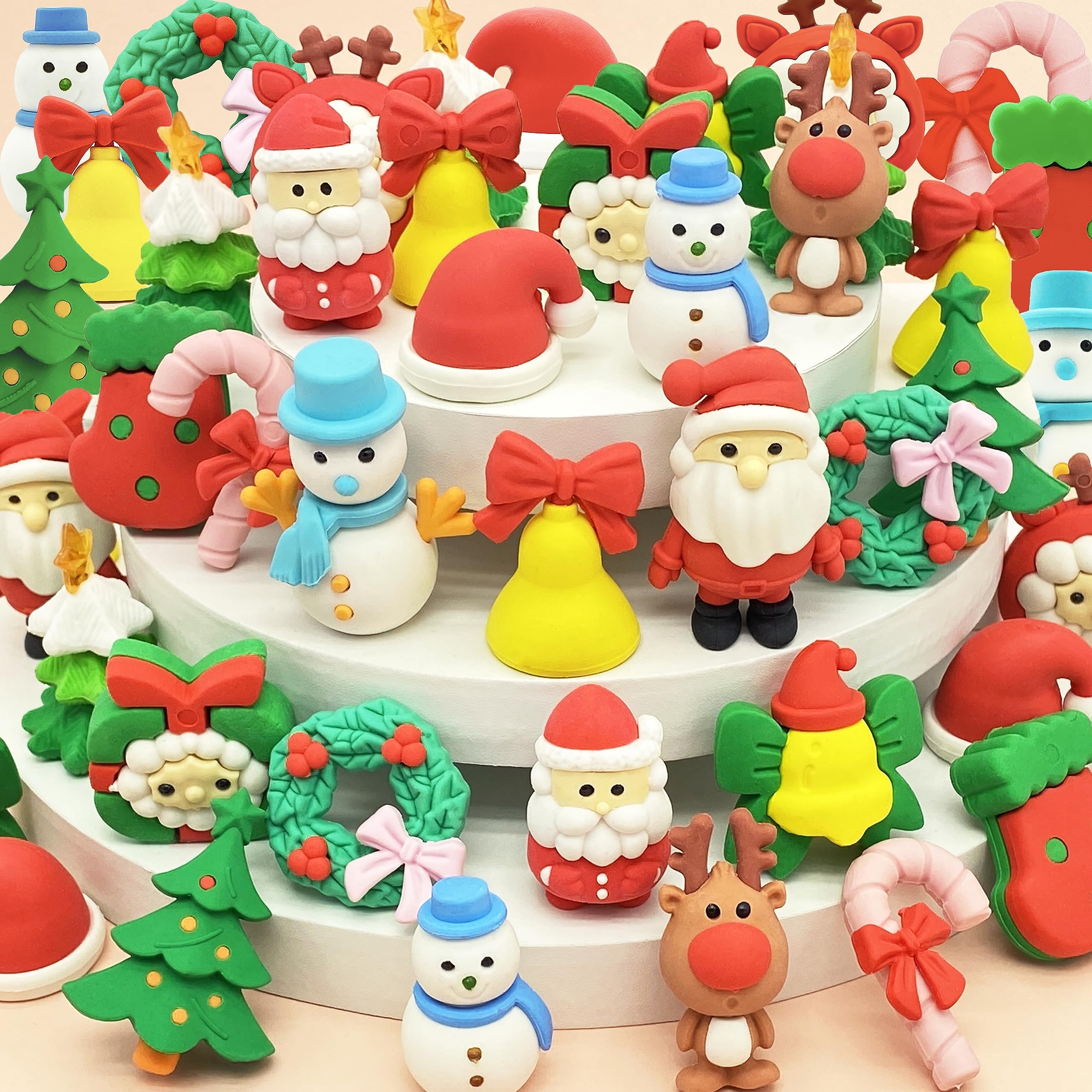 90 PCS Christmas Erasers for Kids Bulk Puzzle Eraser Desk Pets Holiday Erasers for Kids Christmas Gifts Party Favors Classroom Rewards