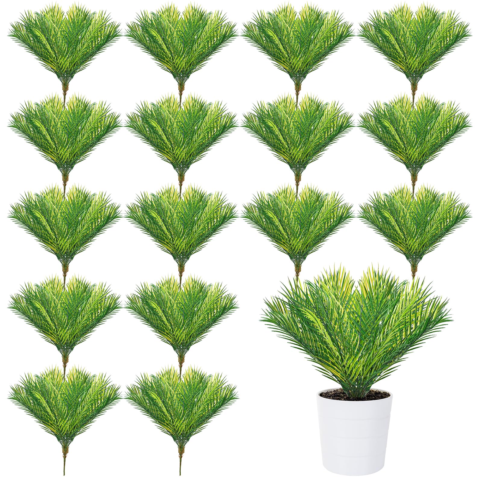 30 Bundles Artificial Palm Greenery Leaves Decor 19.69 in Small Fake Palm Fronds Plastic Fake Tropical Plants Branches Greenery for Jungle Safari Table Decoration Wedding Birthday Theme Party