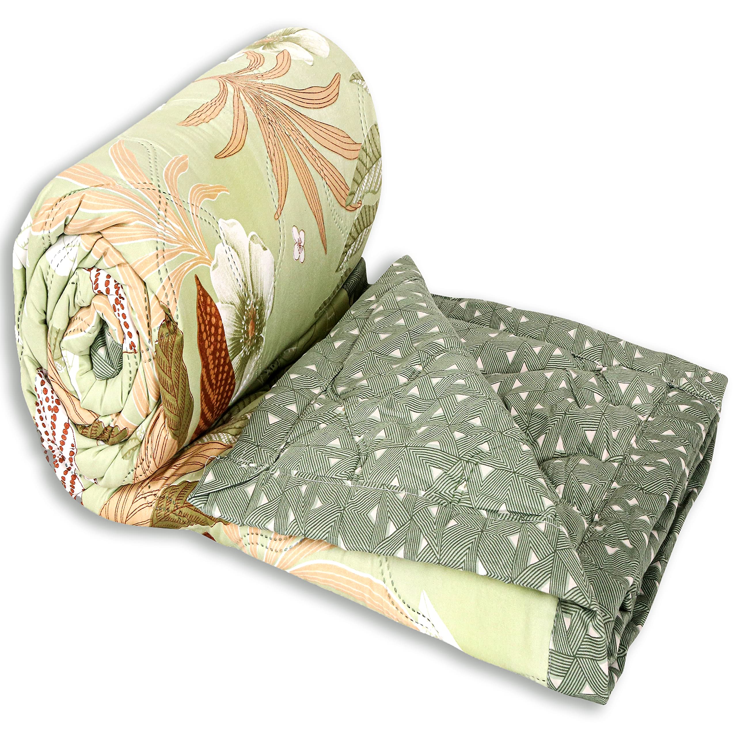 Signature Luxurious Dohar Double Bed | Comforter Double Bed | AC Blanket | AC Quilt 100% Cotton Light Weight Blanket Reversible Dual Design Super Soft (Olive, 240cms X 220cms)