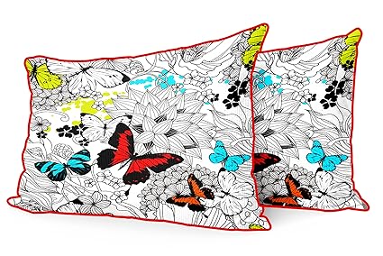 DreamVio Jute Fabric Printed Decorative Pillow/Throw/Cushion Covers for Living Room, Bed Room, Sofa,Chairs,Pillow Cases, Pillow Covers Set of 2, Size 12x18 Inches Style51