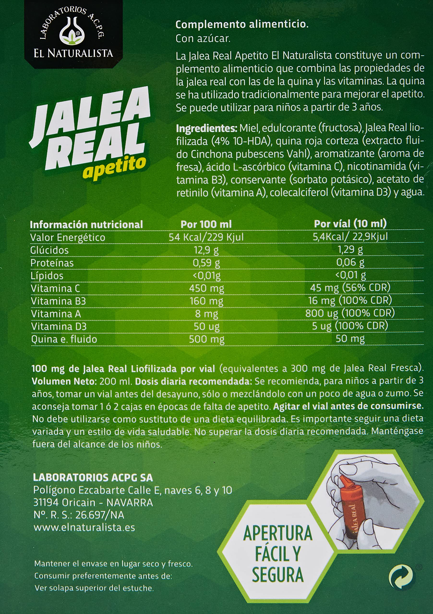 JALEA REAL APETITO 20 Viales Abre facil