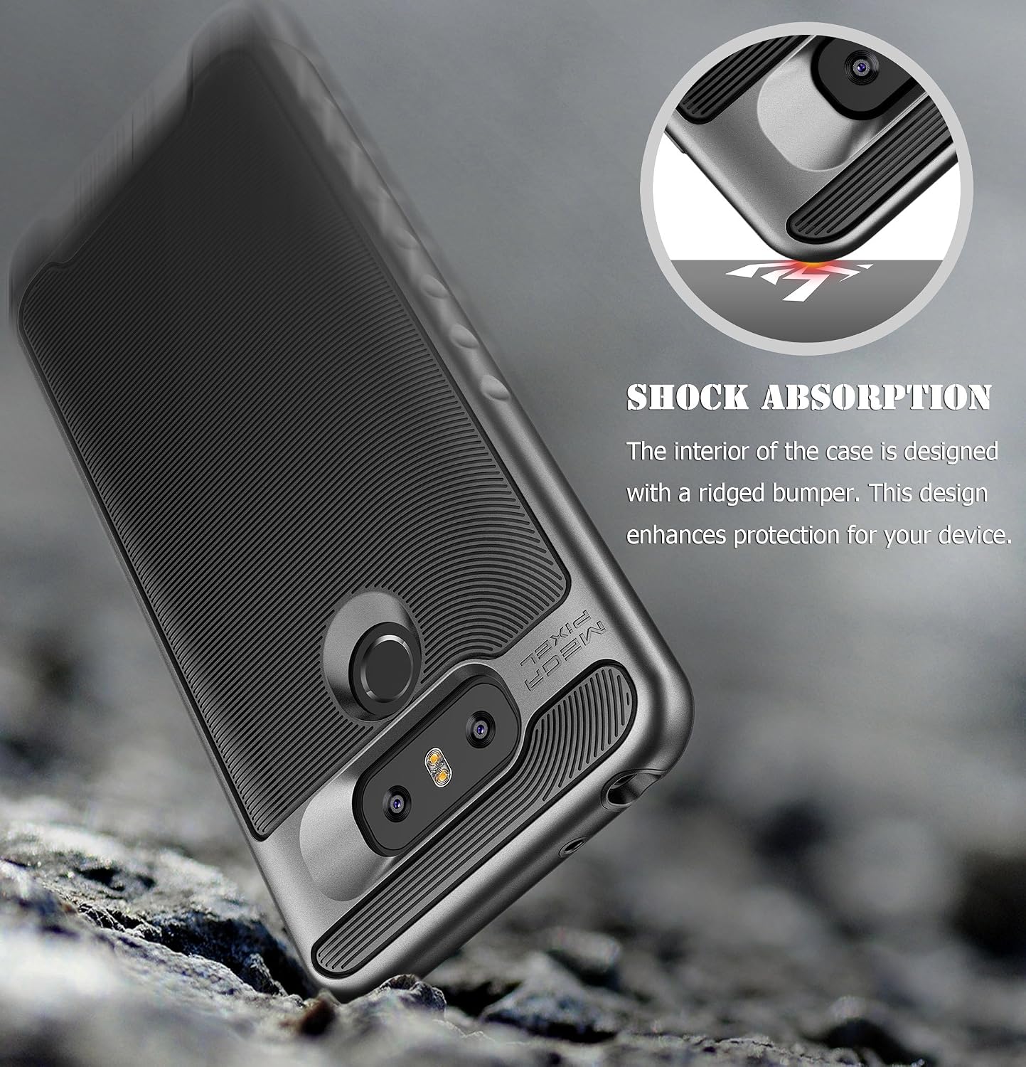 E LV Case for LG G6 - Hybrid Scratch Dust Proof Armor Defender Slim Shock-Absorption Bumper Case for LG G6 (2017) - [Black/Gunmetal]