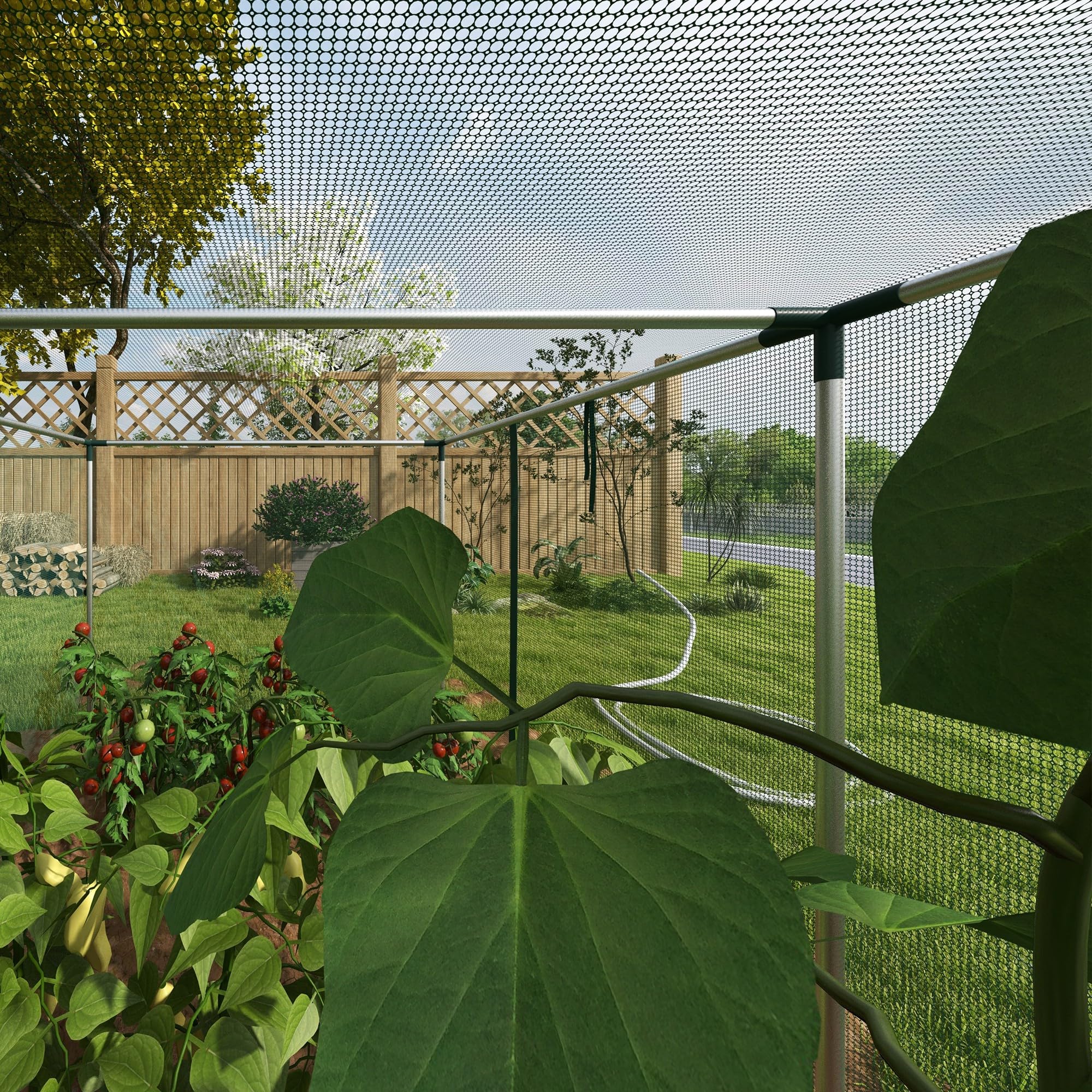 Outsunny Serra da giardino, gabbia di coltivazione per piante da giardino, porta con cerniera, tubi in acciaio zincato, tenda di protezione per piante, verde