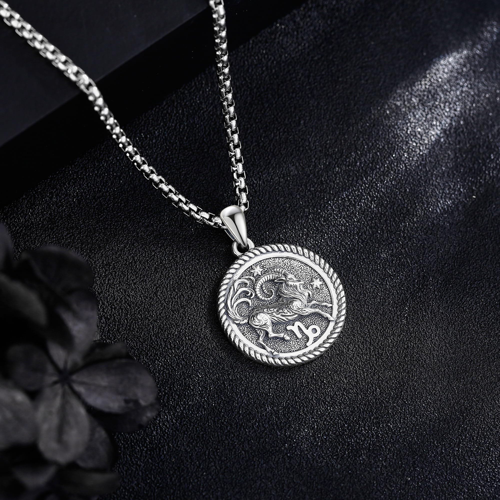 URONE Steinbock Kette Silber 925 Steinbock Anhänger Sternzeichen Schmuck Geschenke für Damen Herren