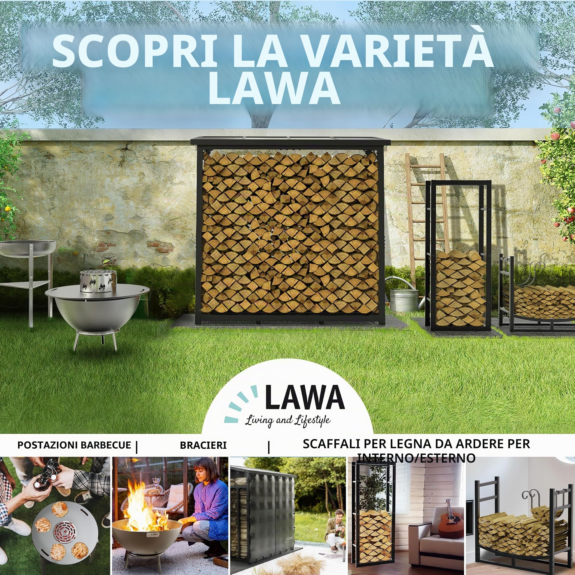 Portalegna da Esterno Coperto con Tetto 188x70x188 cm Argento Zincato | 45 kg, Metallo, Capacità 3t, Con Telone, Legnaia da Esterno