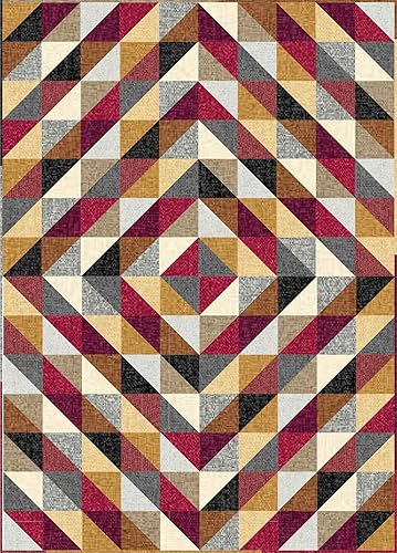 Connecting Threads Kit de edredón para principiantes (40.5 x 56.5 pulgadas), triángulo medio cuadrado divertido (tonales de lino sintético - cálido)