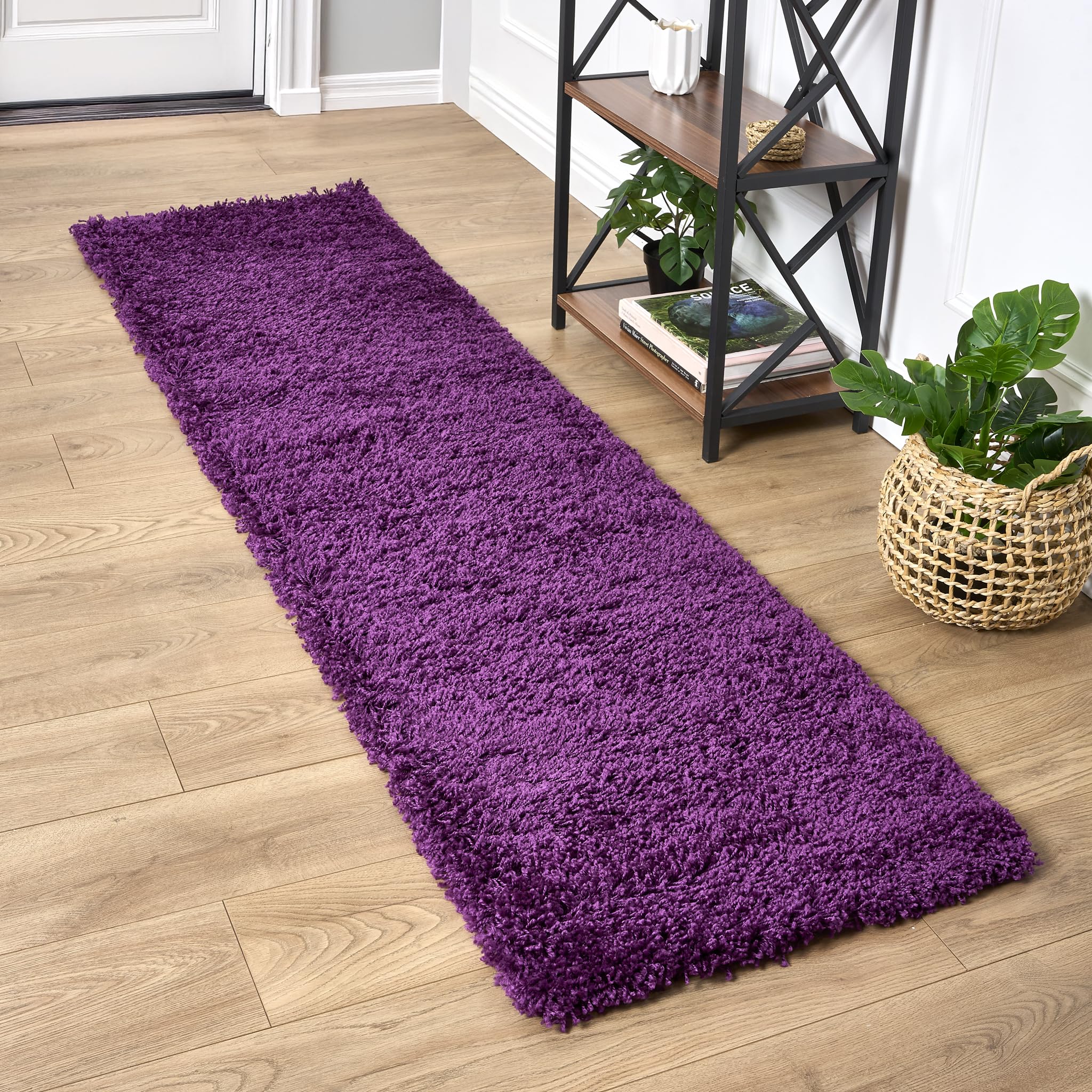 Bravich Navy Blue Shaggy Rug 80 x 150cm (2'7" x 4'11") 5cm Pile Medium Thick Fluffy Living Room Hessian Backed Washable — view 89