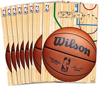 Eye-catching Multicolor NBA Wilson Ball Design Loot Bags - 9.2" x 6.5" (Pack of 8) - Loot Bags, Perfect Party Favors