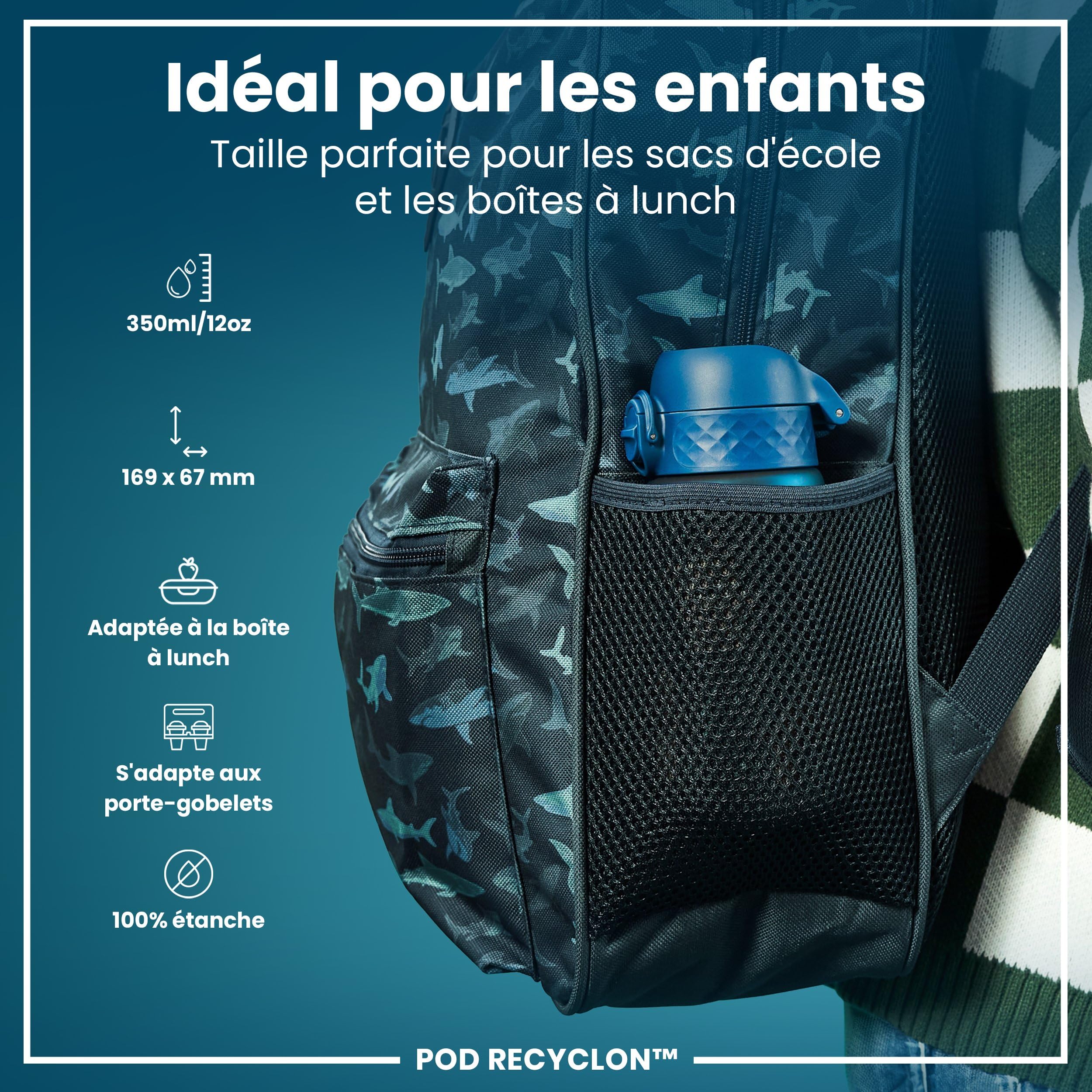Ion8 Gourde Enfant, 350ml, Anti-Fuite, Facile à Ouvrir, Verrouillage Sécurisé, Lavable en Lave-Vaisselle, Sans BPA, Poignée de Transport, Facile à Nettoyer, Carbone Neutre, Pandas Roux
