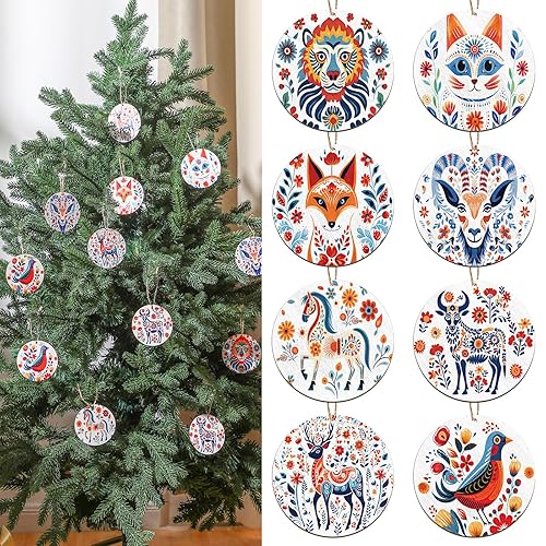 24 Pcs Scandinavian Folk Style Christmas Ornament Scandinavian Folk Ornament